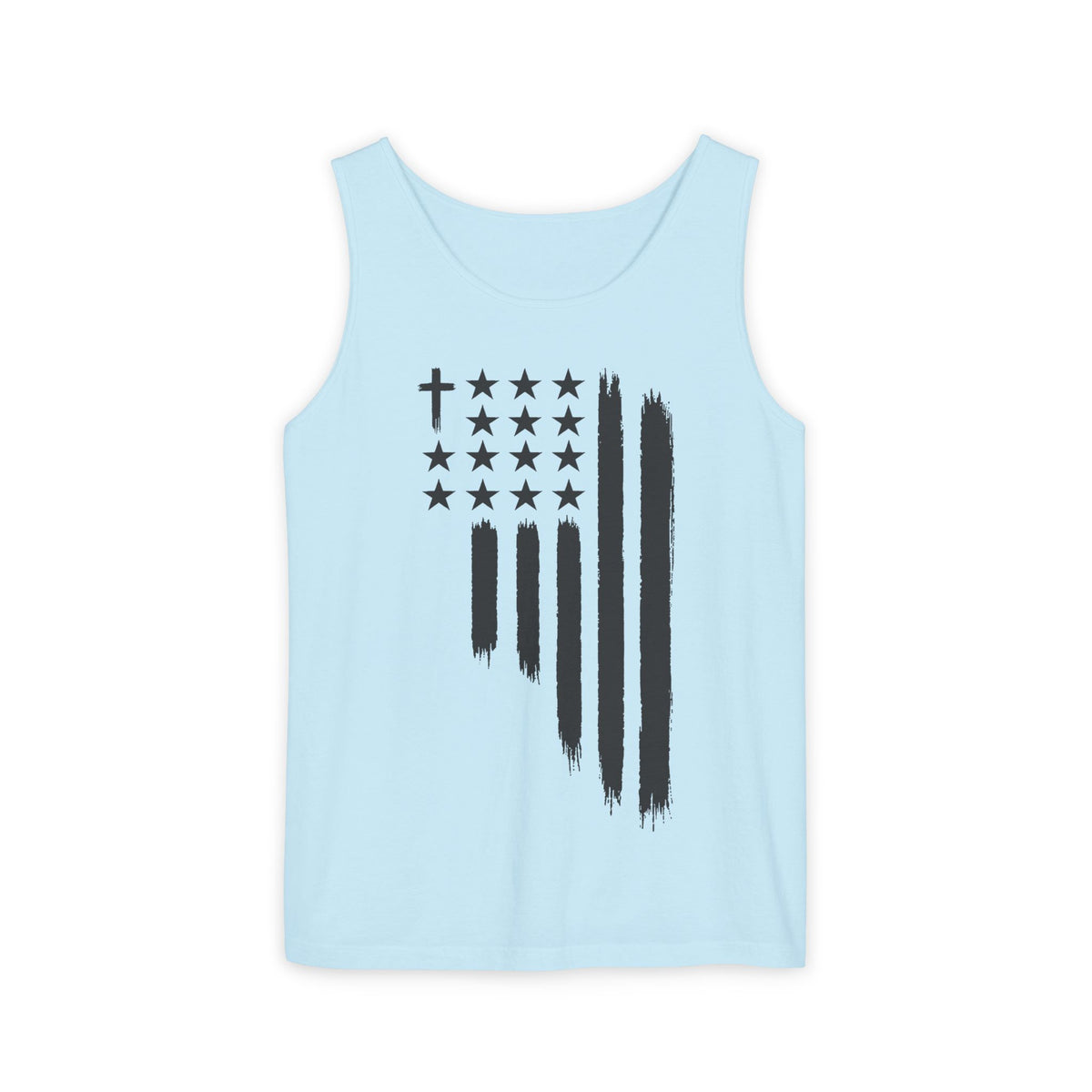 1st set of colors ALL STARS Flag Tank Top — Distressed Cross & Stars Patriotic Tank