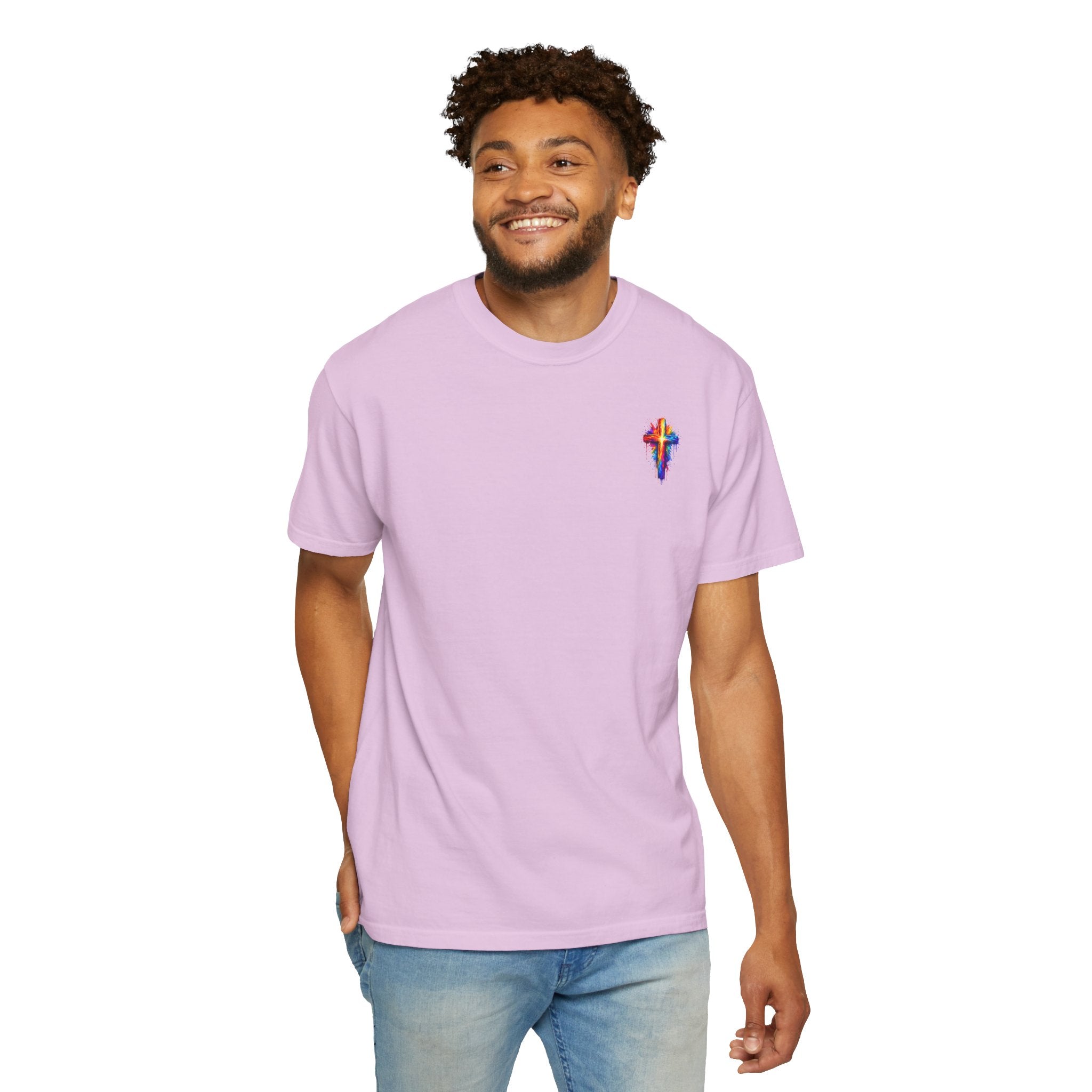 Jesus Portrait T-Shirt — Colorful Watercolor Cross Tee