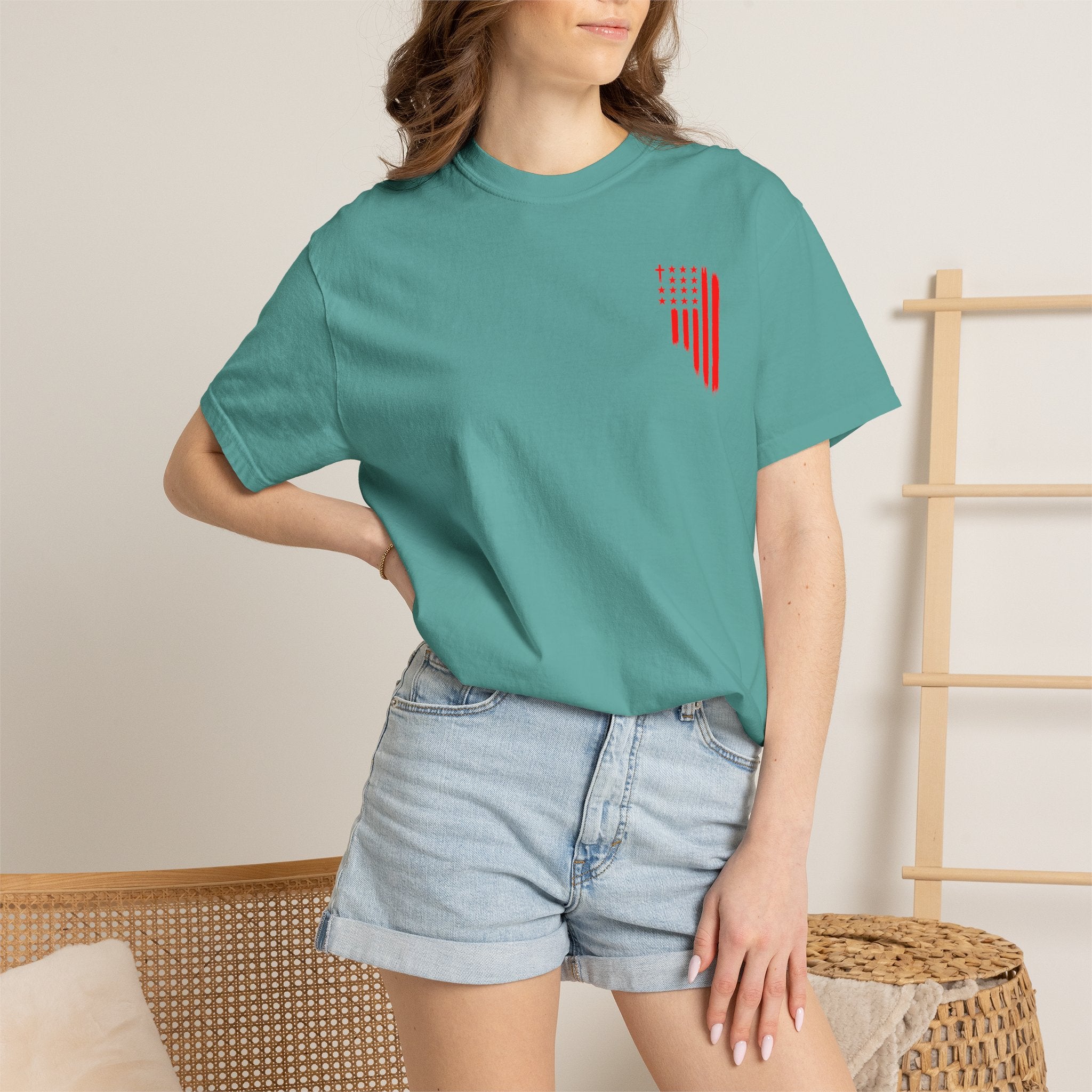 ASIG Patriotic Graphic T-Shirt — All Stars I God Red Flag Tee