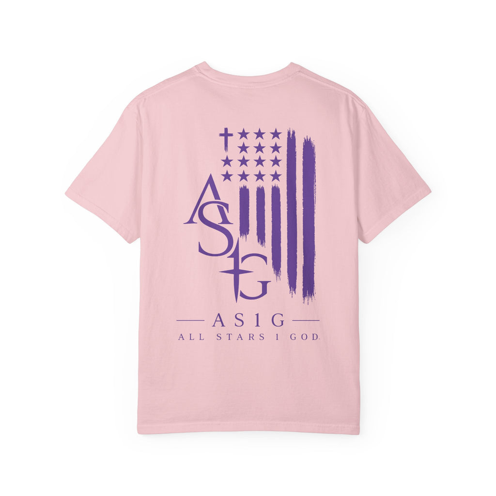 ASIG All Stars & God Flag T‑Shirt — Purple Brushstroke American Flag Tee