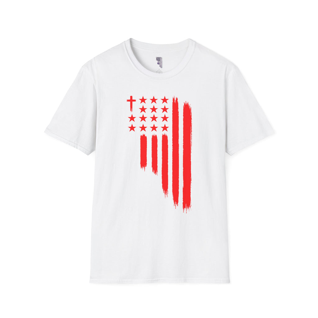 Patriotic Cross & Stars Flag T-Shirt — Christian American Flag Tee