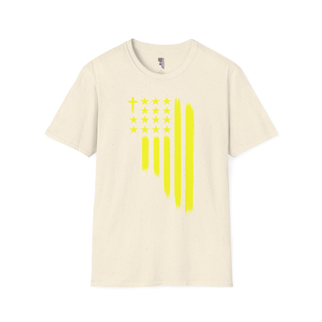 Neon Yellow Stylized American Flag T-Shirt