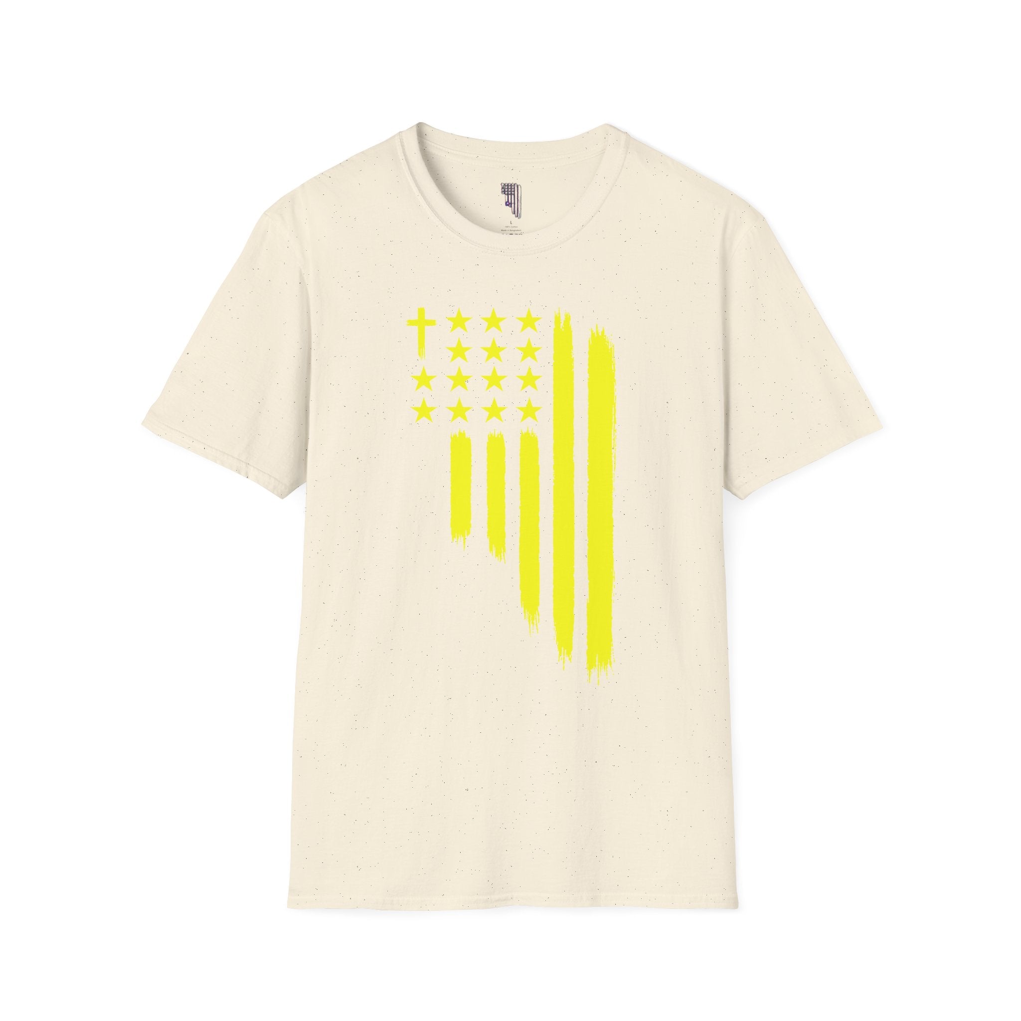 Neon Yellow Stylized American Flag T-Shirt