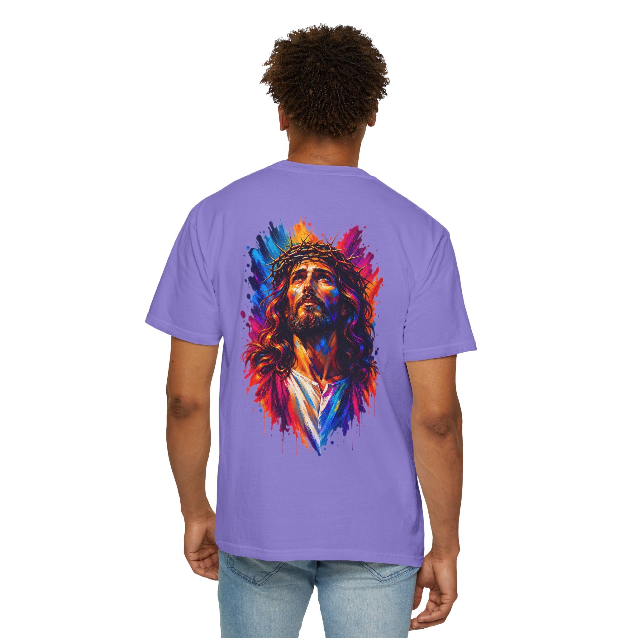 Jesus Portrait T-Shirt — Colorful Watercolor Cross Tee