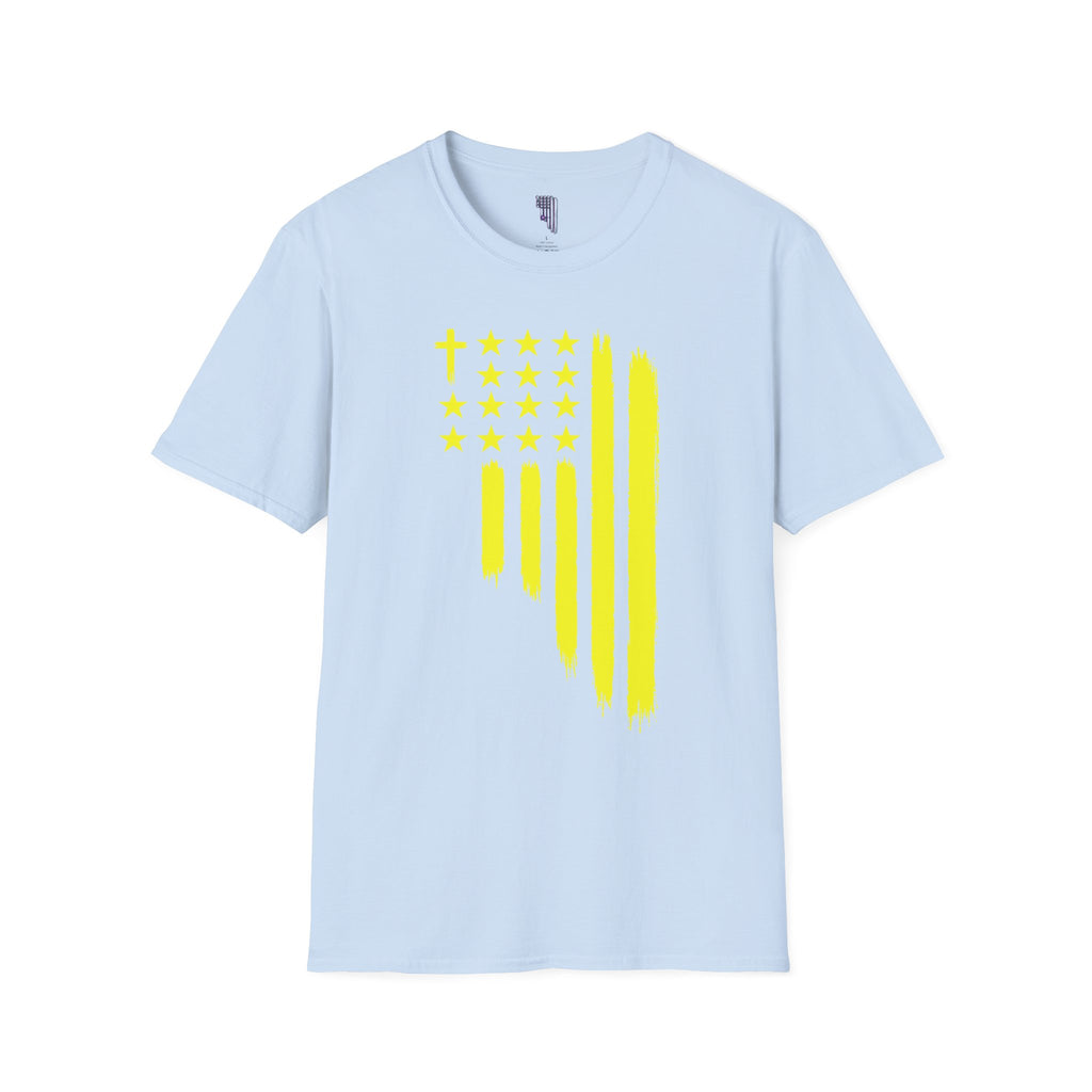 Neon Yellow Stylized American Flag T-Shirt
