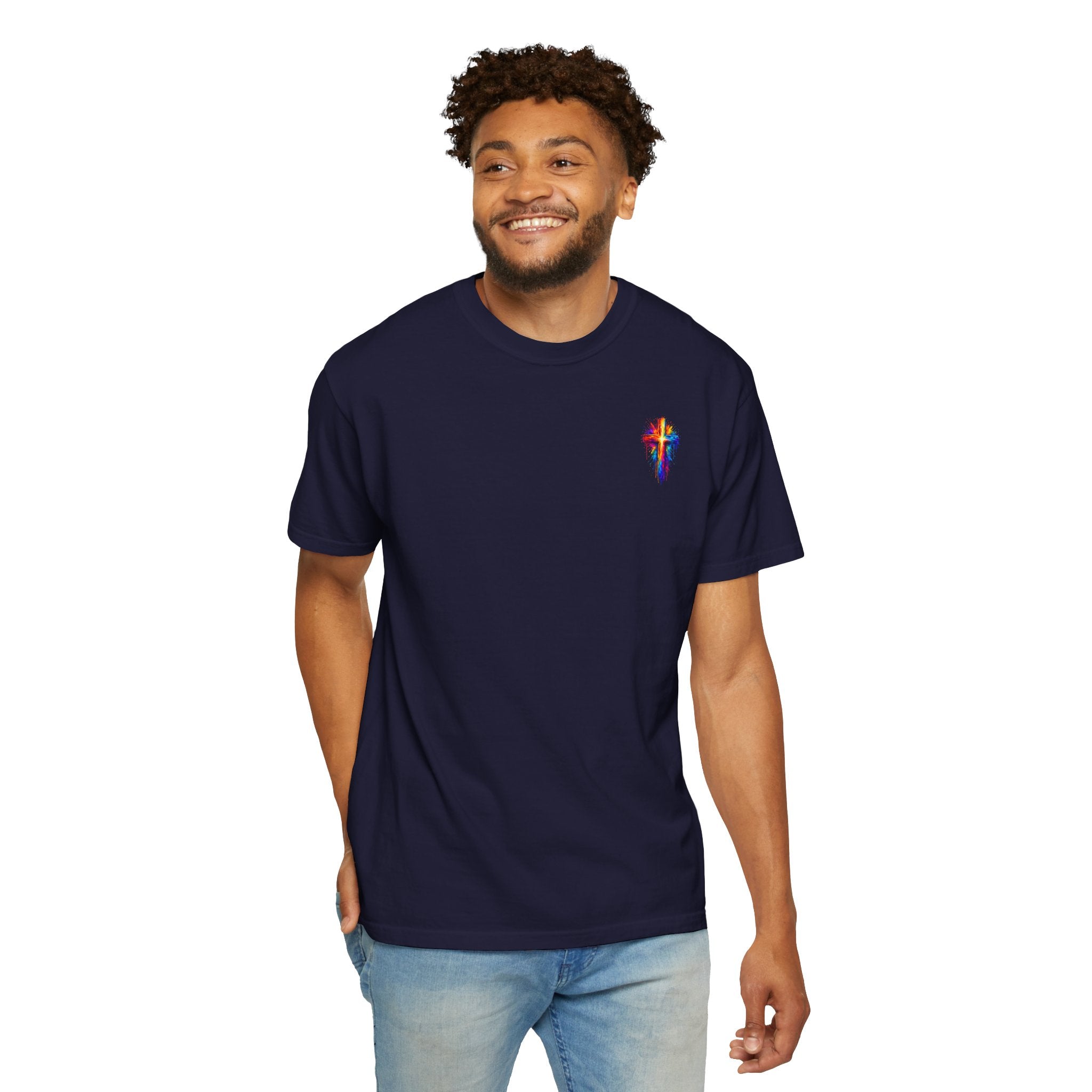 Jesus Portrait T-Shirt — Colorful Watercolor Cross Tee