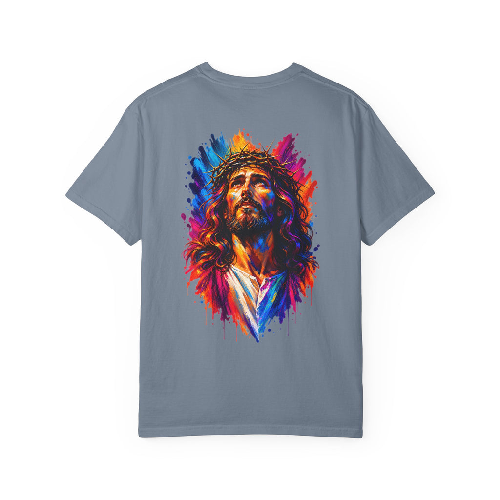 Jesus Portrait T-Shirt — Colorful Watercolor Cross Tee
