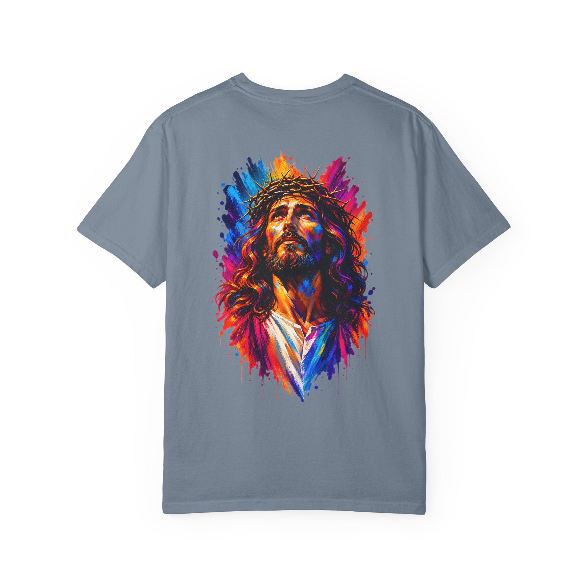 Jesus Portrait T-Shirt — Colorful Watercolor Cross Tee