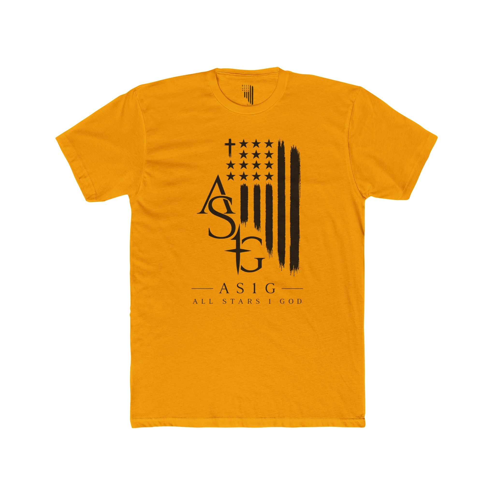 ASIG All Stars Club Flag Graphic Tee — Vintage Monochrome Patriotic T‑Shirt