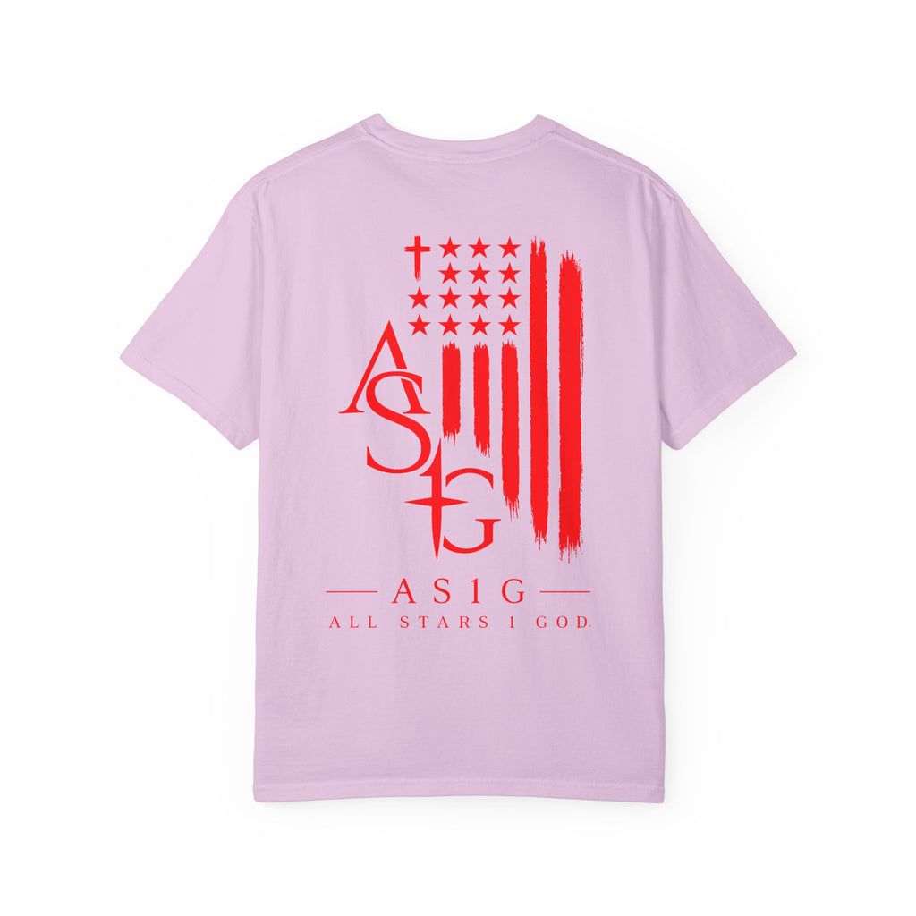 ASIG Patriotic Graphic T-Shirt — All Stars I God Red Flag Tee