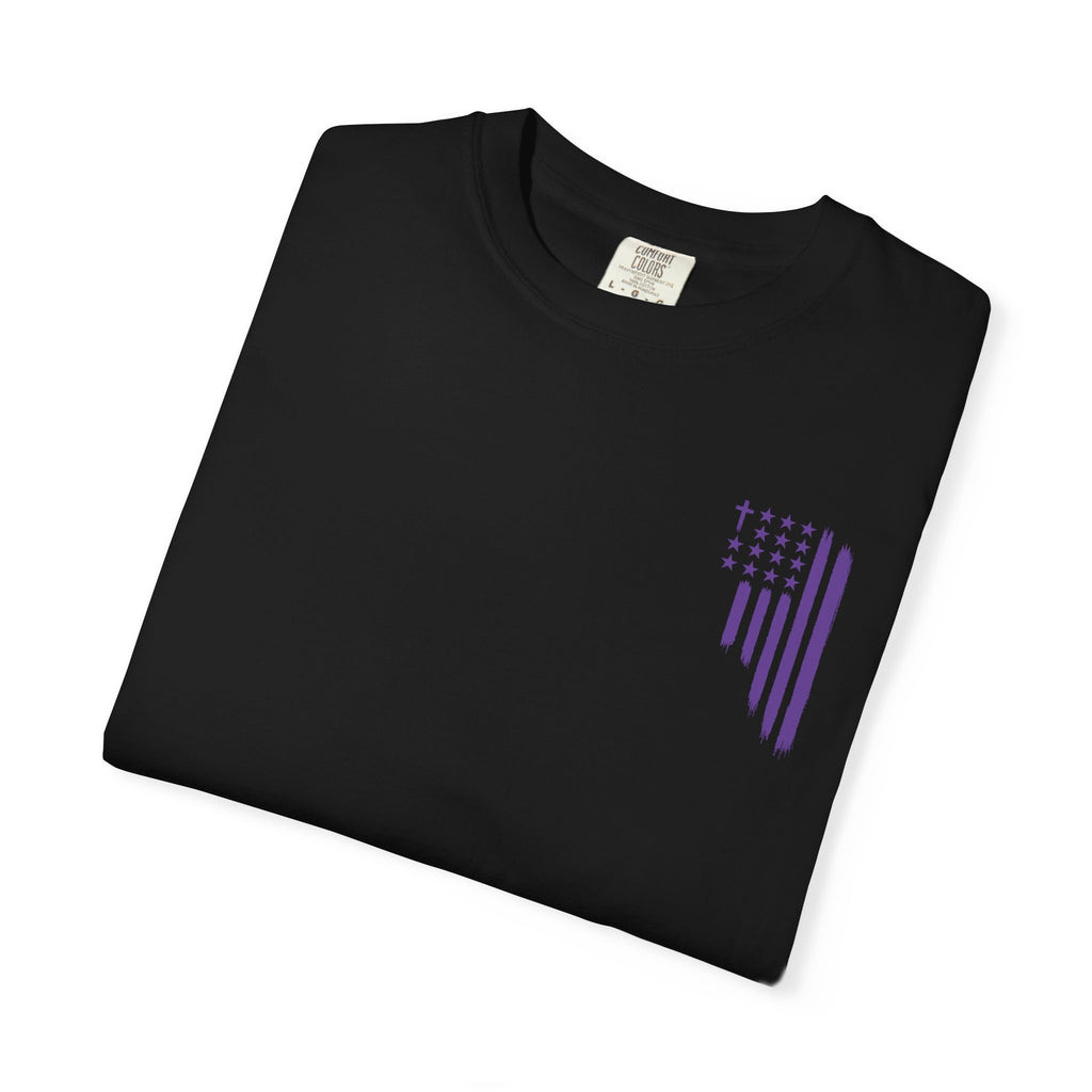 ASIG All Stars & God Flag T‑Shirt — Purple Brushstroke American Flag Tee