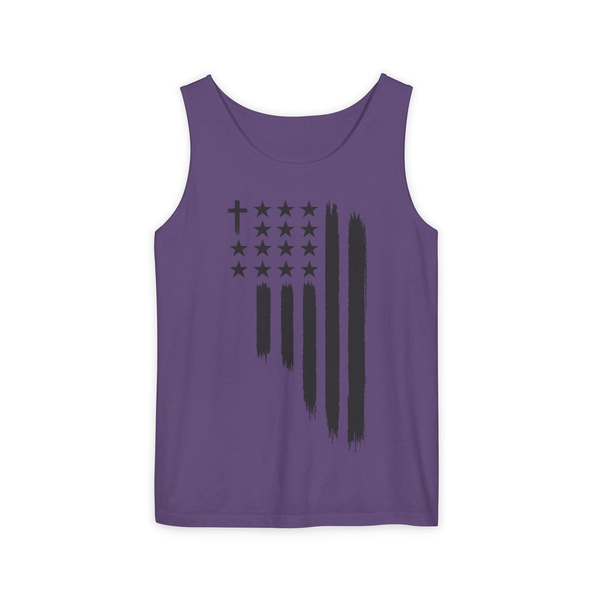 1st set of colors ALL STARS Flag Tank Top — Distressed Cross & Stars Patriotic Tank