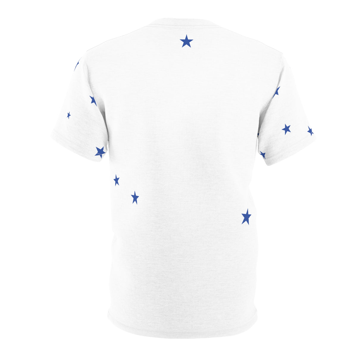 Star Scatter Tee — Blue Stars & Cross All-Over Print