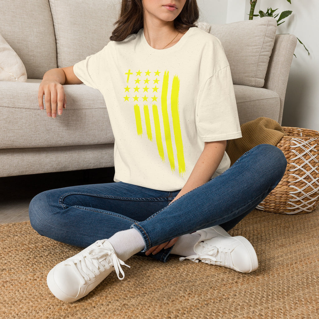 Neon Yellow Stylized American Flag T-Shirt