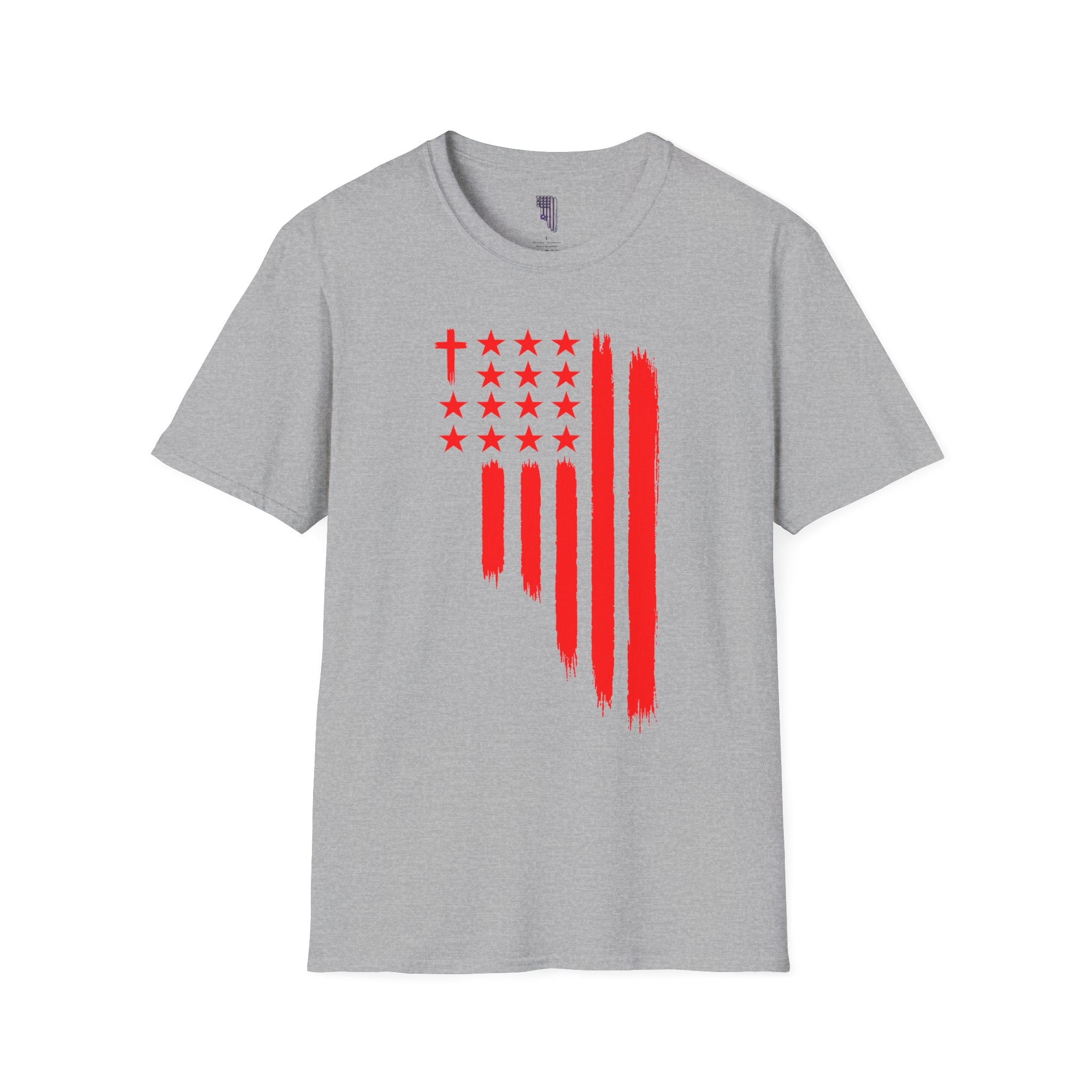 Patriotic Red Brushstroke Flag T‑Shirt