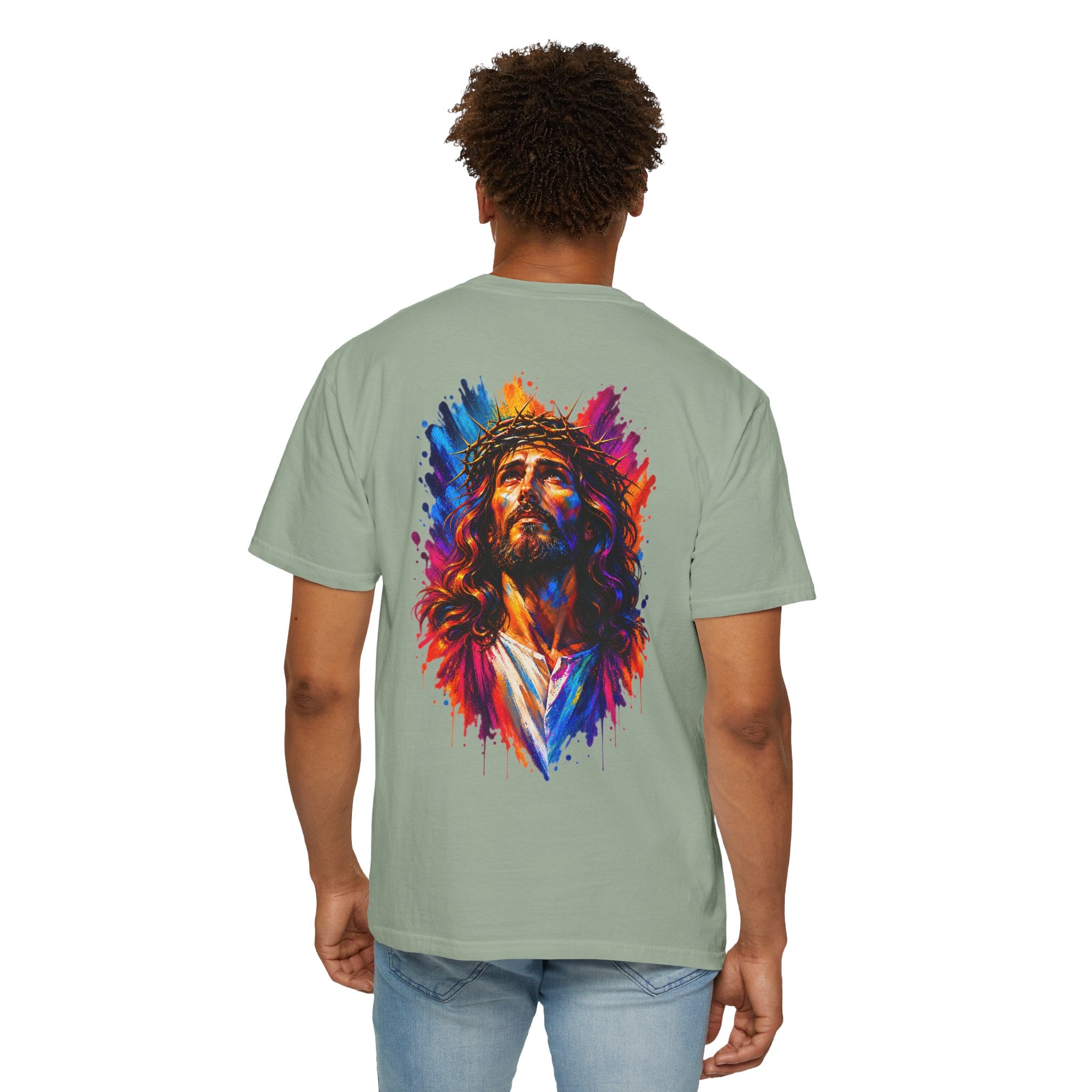 Jesus Portrait T-Shirt — Colorful Watercolor Cross Tee
