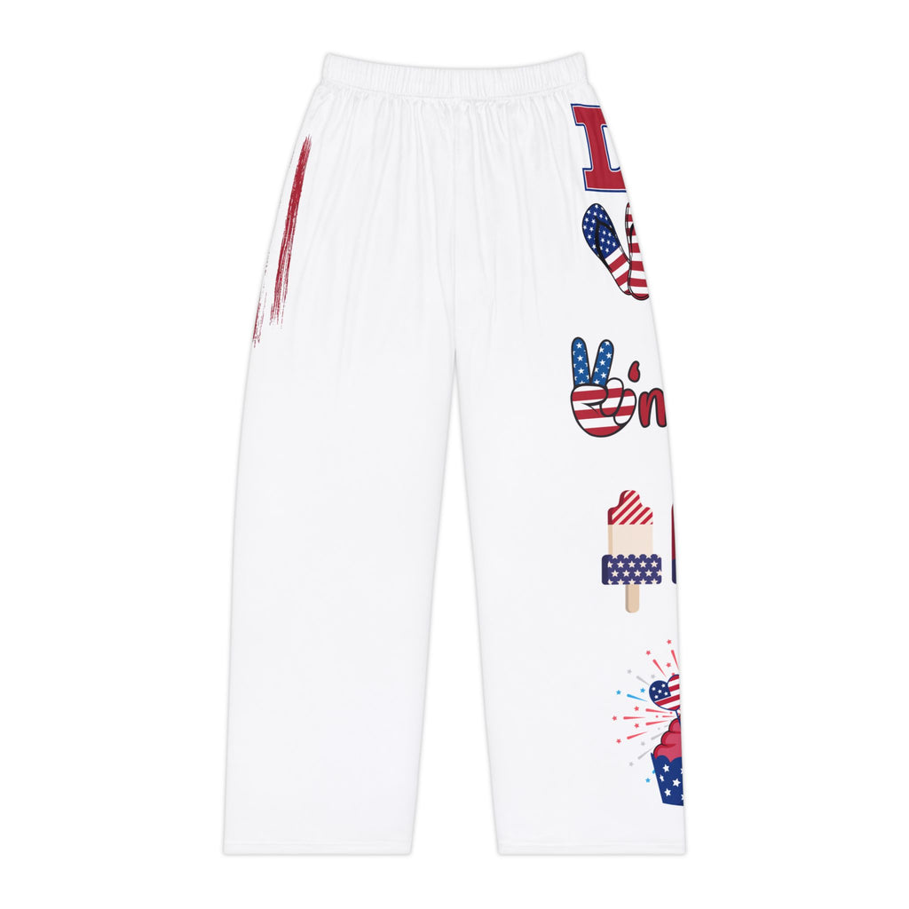 Patriotic Women's Pajama Pants - USA Flag Popsicle & 'Love America' Lounge Pants