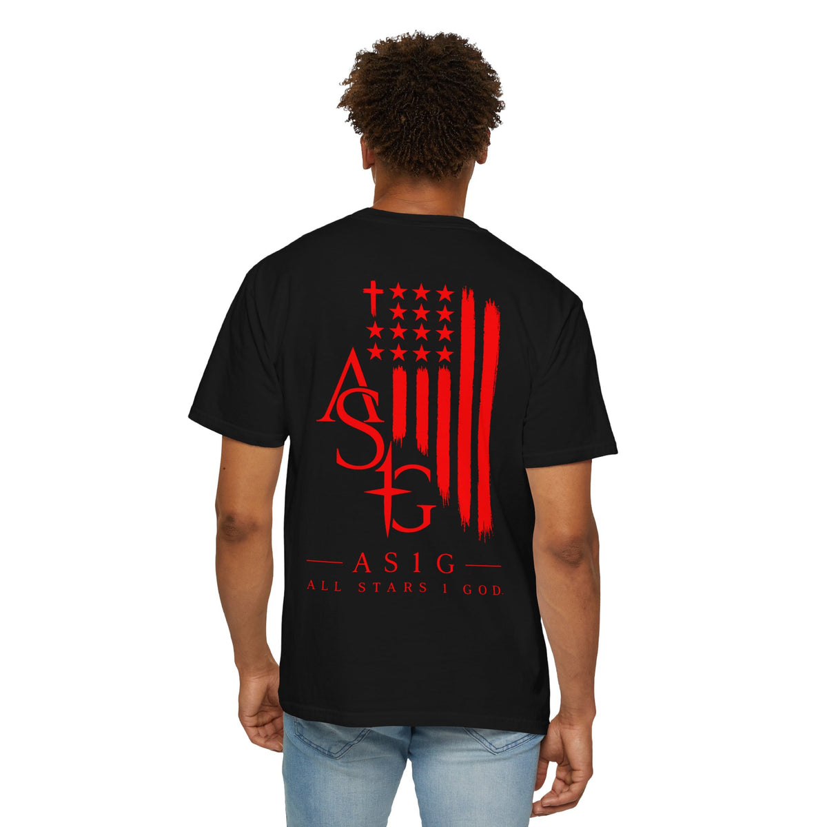 AS1G Patriotic Graphic T-Shirt — All Stars 1 God Red Flag Tee