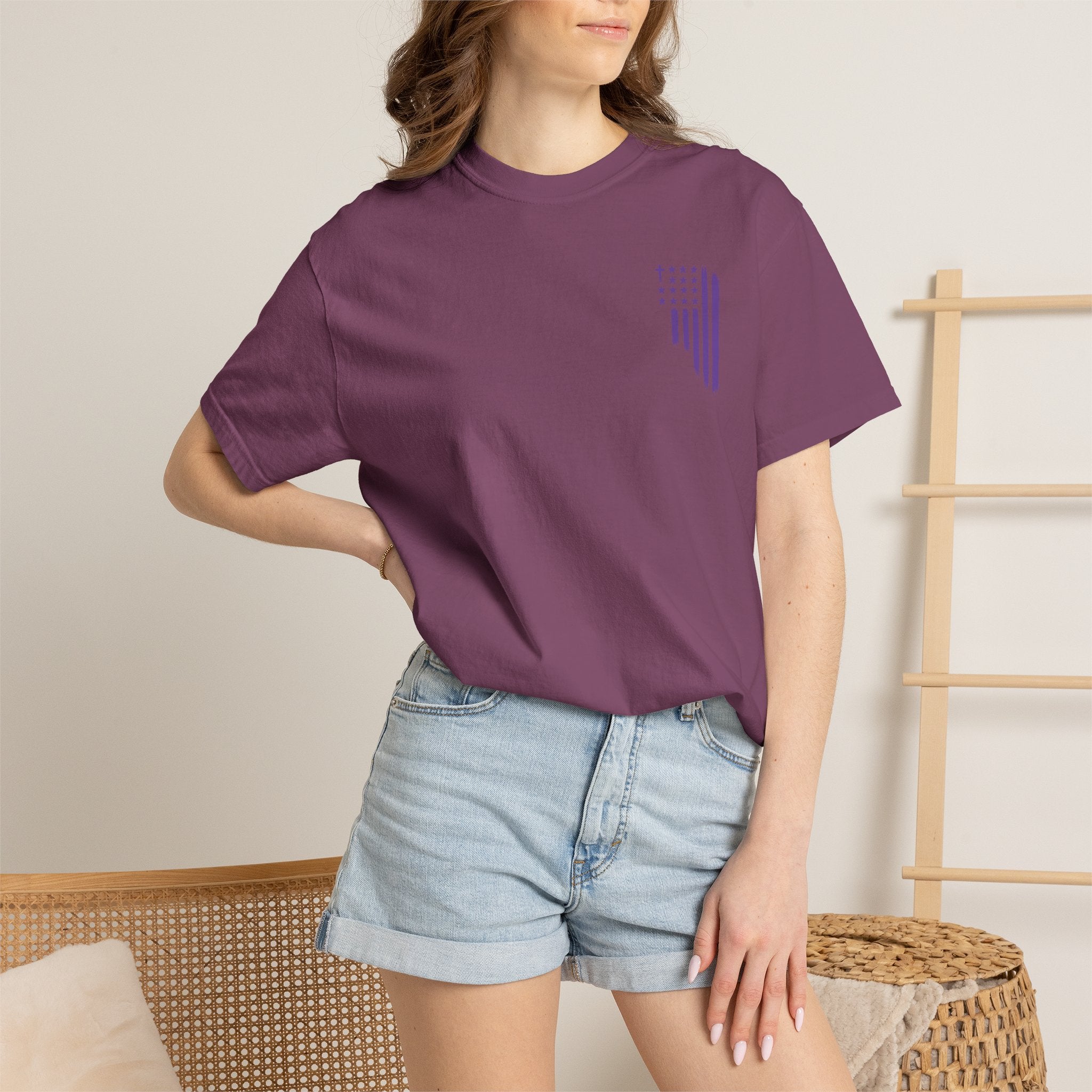 ASIG All Stars & God Flag T‑Shirt — Purple Brushstroke American Flag Tee