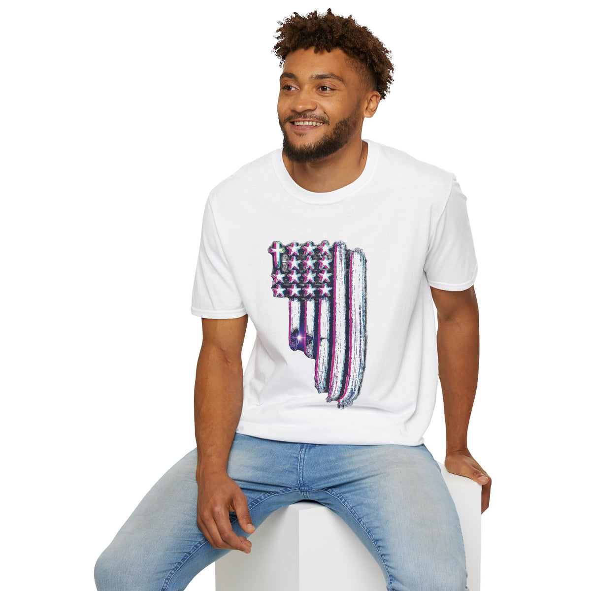 Distressed American Flag T-Shirt — 80'S Retro Stars & Stripes Tee