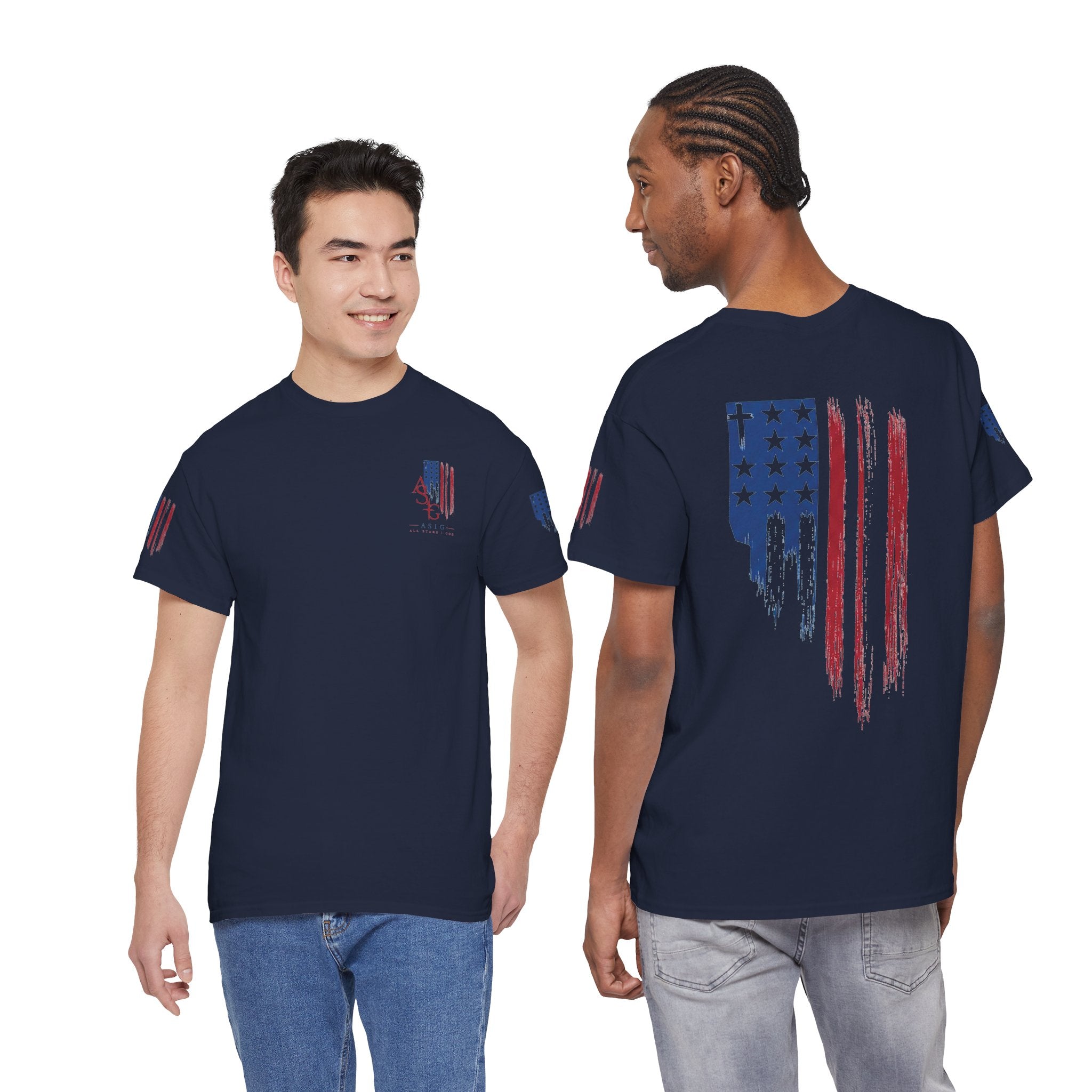 American Flag Distressed Tee - Patriotic USA Shirt for 4th of July
