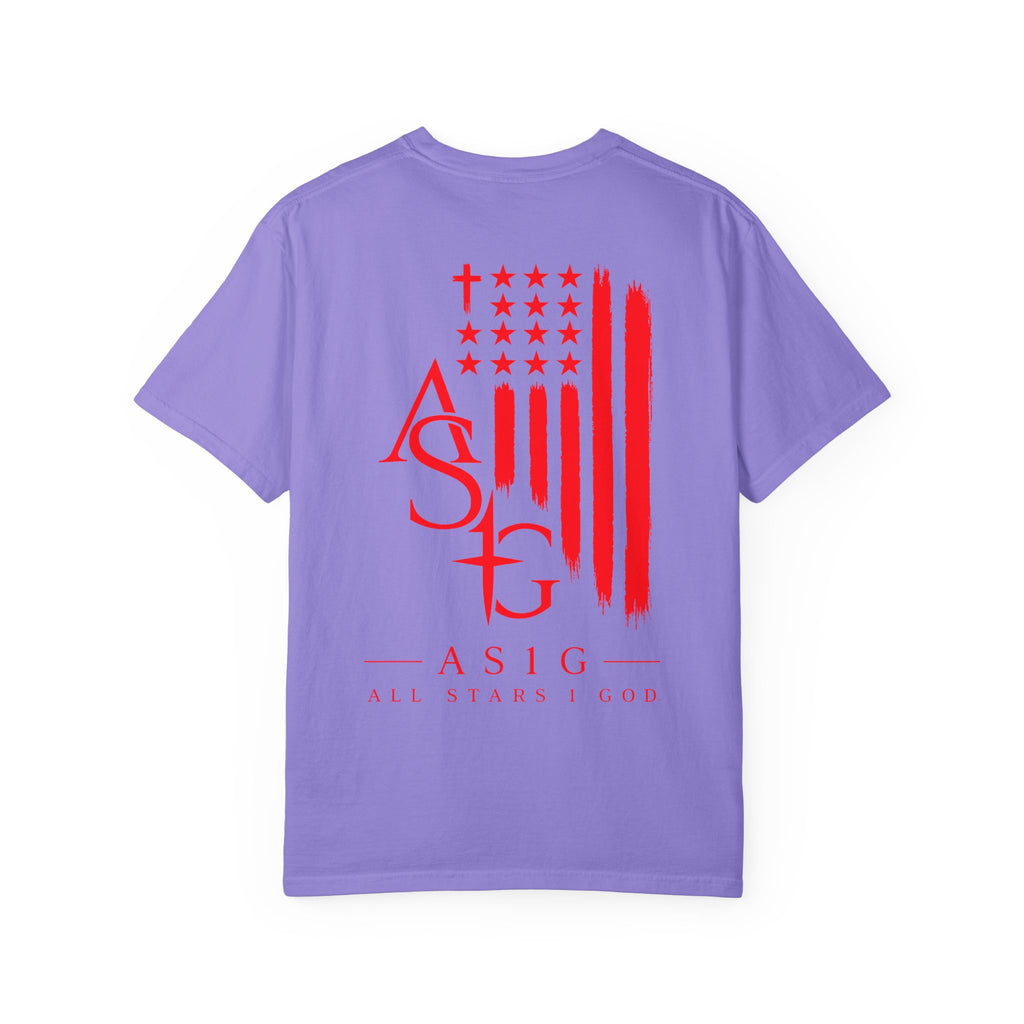ASIG Patriotic Graphic T-Shirt — All Stars I God Red Flag Tee