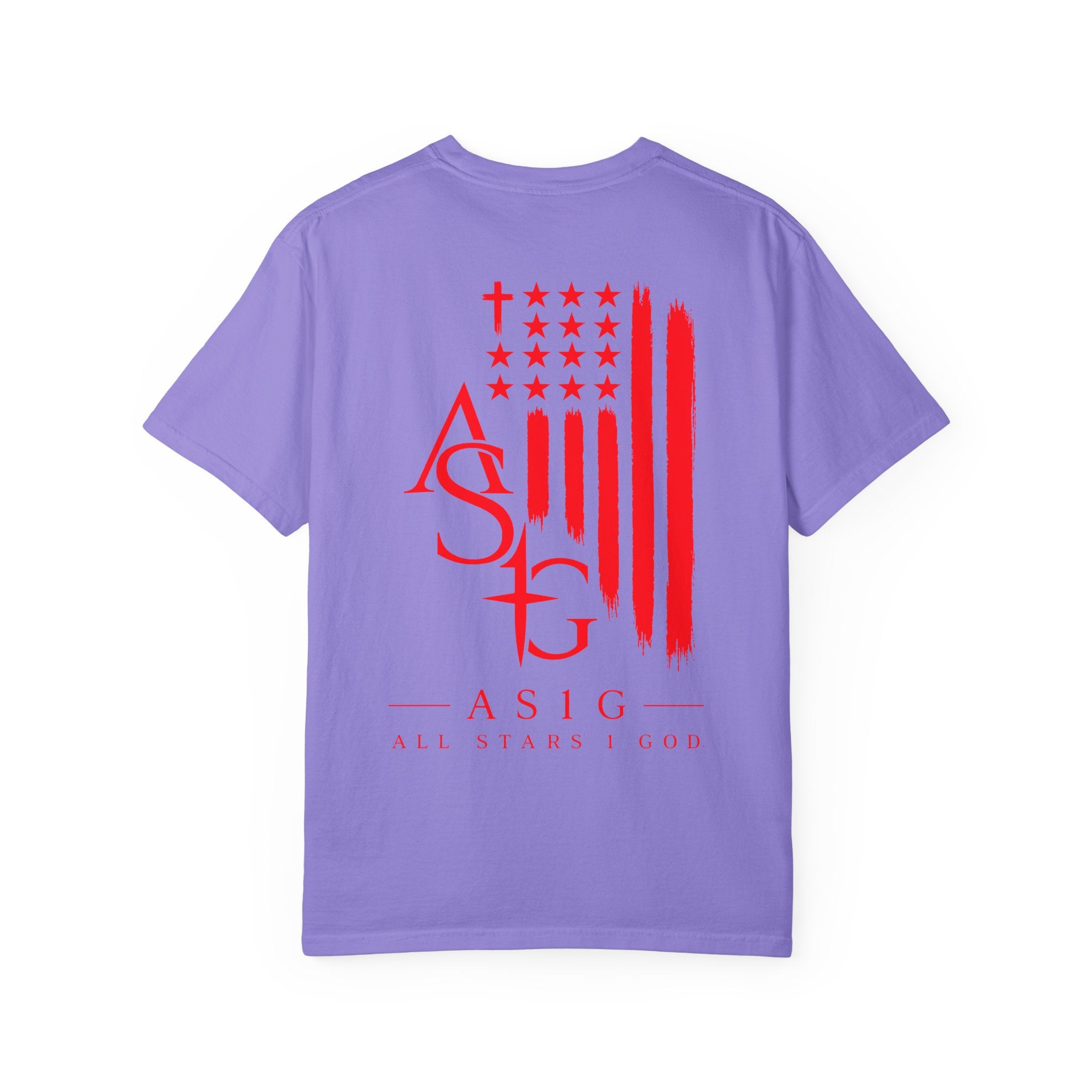 ASIG Patriotic Graphic T-Shirt — All Stars I God Red Flag Tee