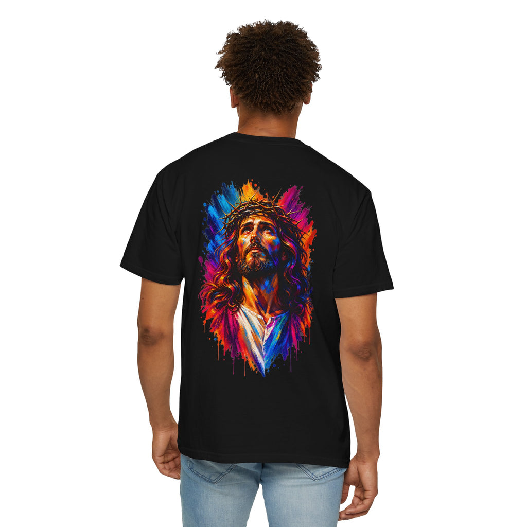 Jesus Portrait T-Shirt — Colorful Watercolor Cross Tee
