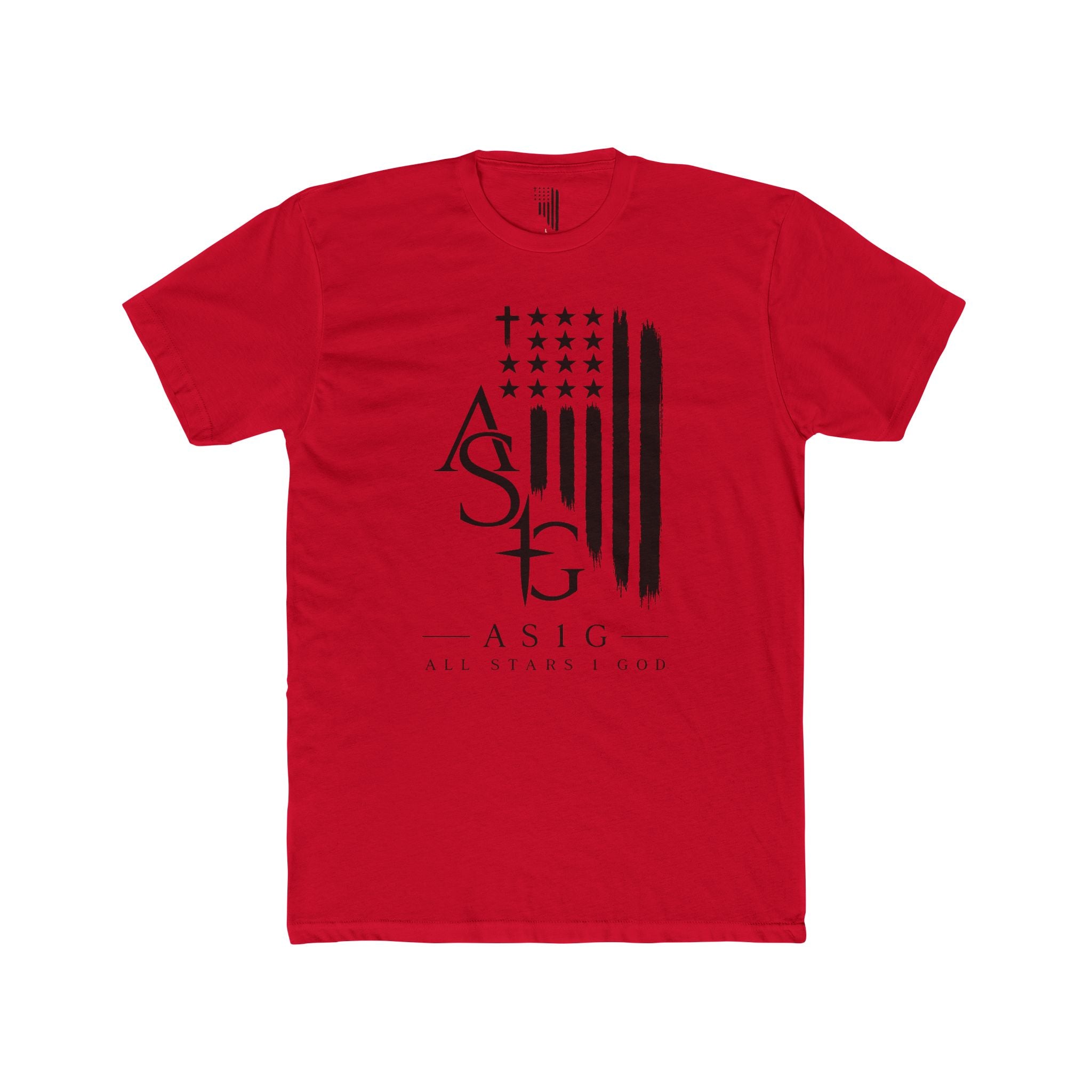 ASIG All Stars Club Flag Graphic Tee — Vintage Monochrome Patriotic T‑Shirt