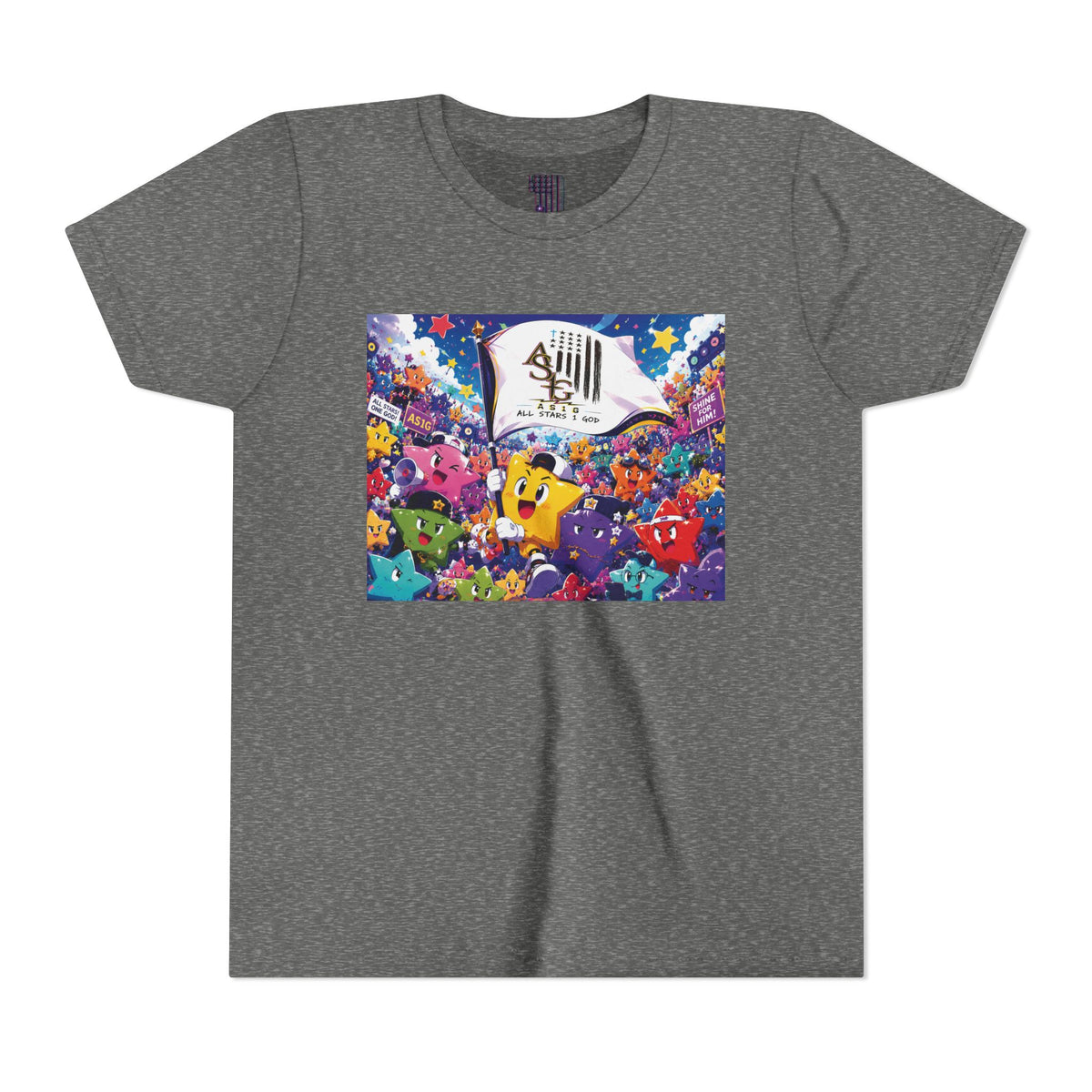 STAR RALLY - Colorful Cartoon Stars Crew with 'The First' Cap Design