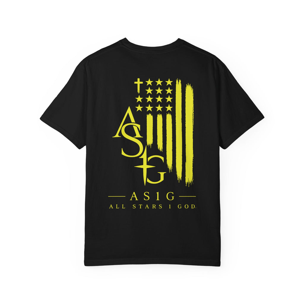 Yellow Flag Graphic T-Shirt — ASFG Patriotic Brushstroke Tee