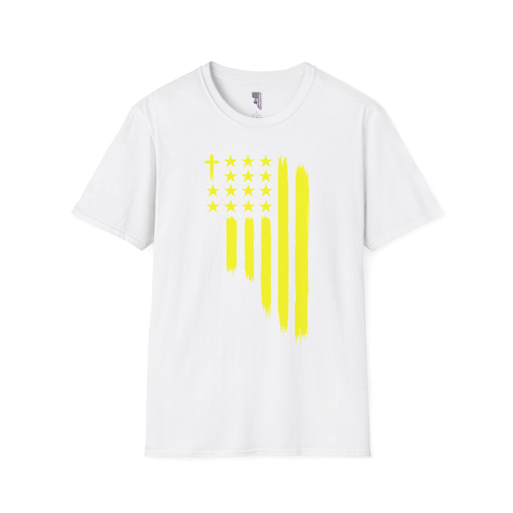 Neon Yellow Stylized American Flag T-Shirt