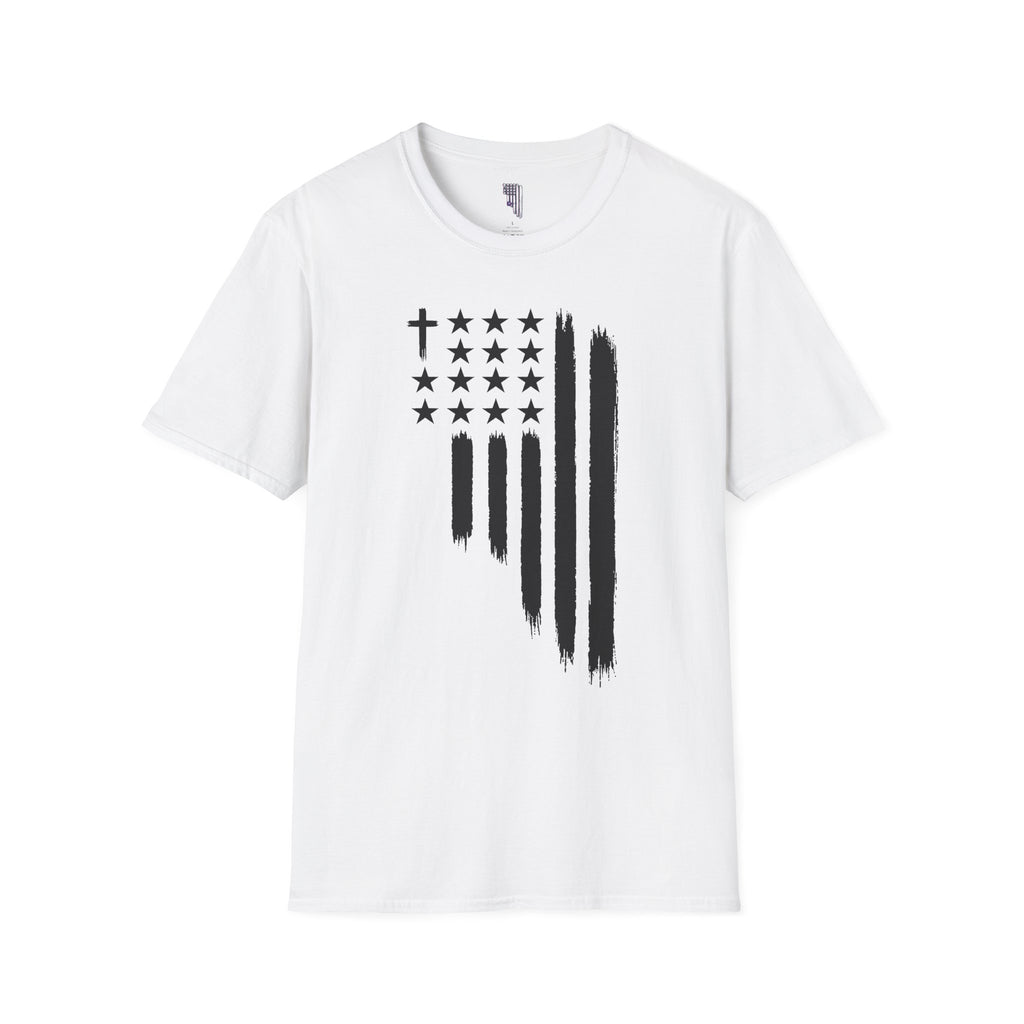 Christian Flag T-Shirt — Distressed American Cross Stars Tee