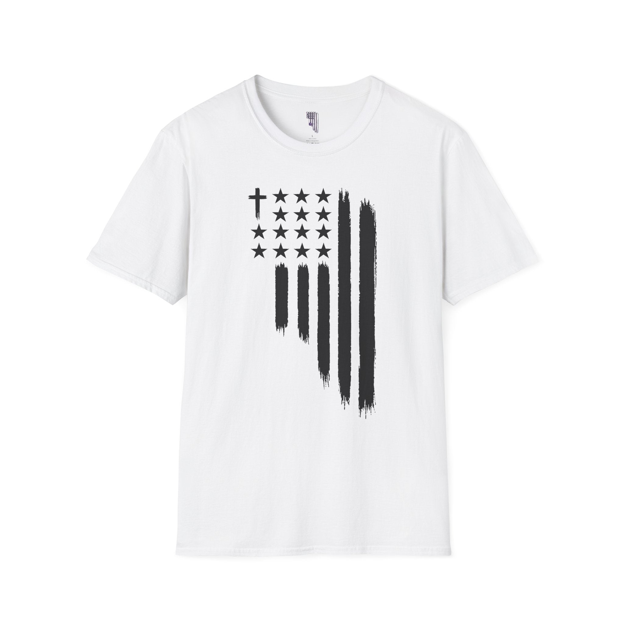 Christian Flag T-Shirt — Distressed American Cross Stars Tee