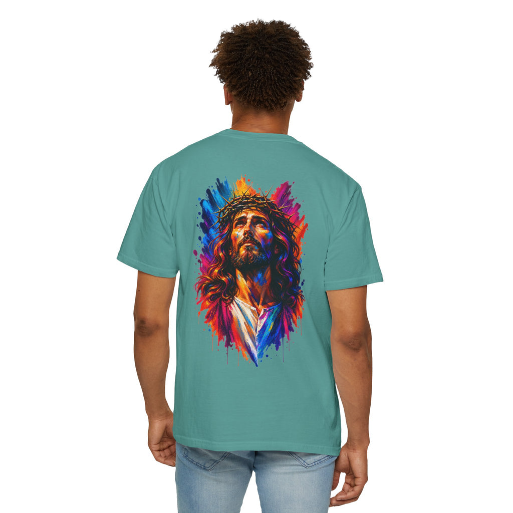 Jesus Portrait T-Shirt — Colorful Watercolor Cross Tee