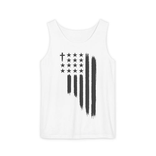 1st set of colors ALL STARS Flag Tank Top — Distressed Cross & Stars Patriotic Tank