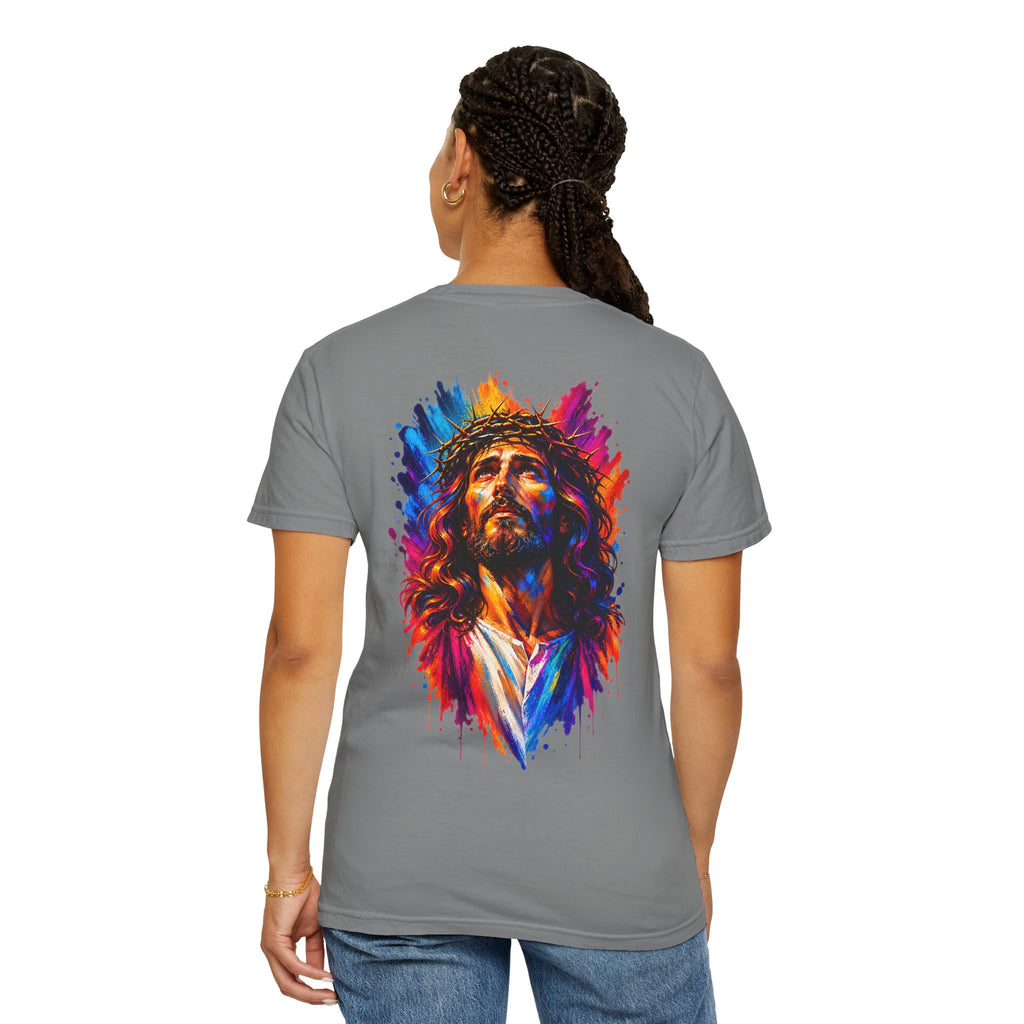 Jesus Portrait T-Shirt — Colorful Watercolor Cross Tee