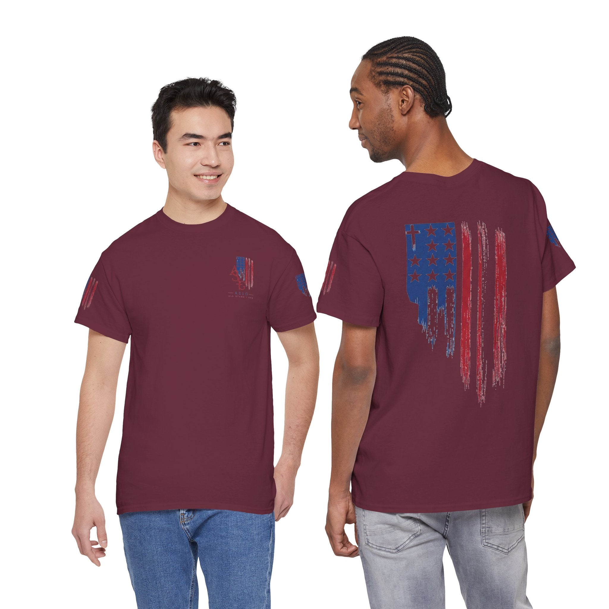 American Flag Distressed Tee - Patriotic USA Shirt for 4th of July