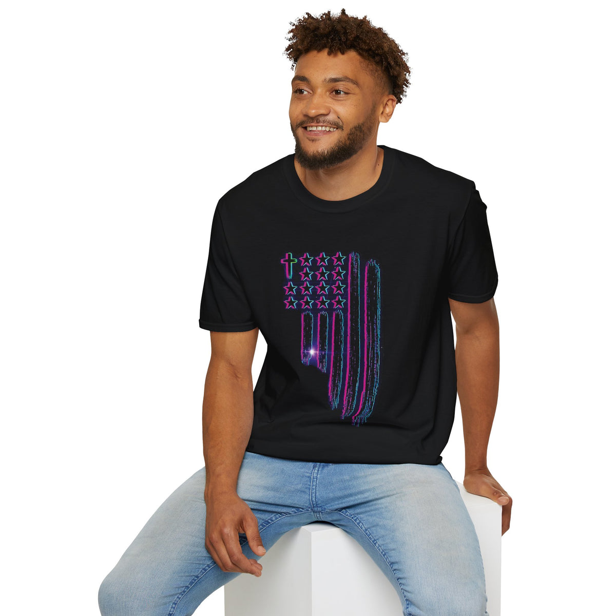 Distressed American Flag T-Shirt — 80'S Retro Stars & Stripes Tee