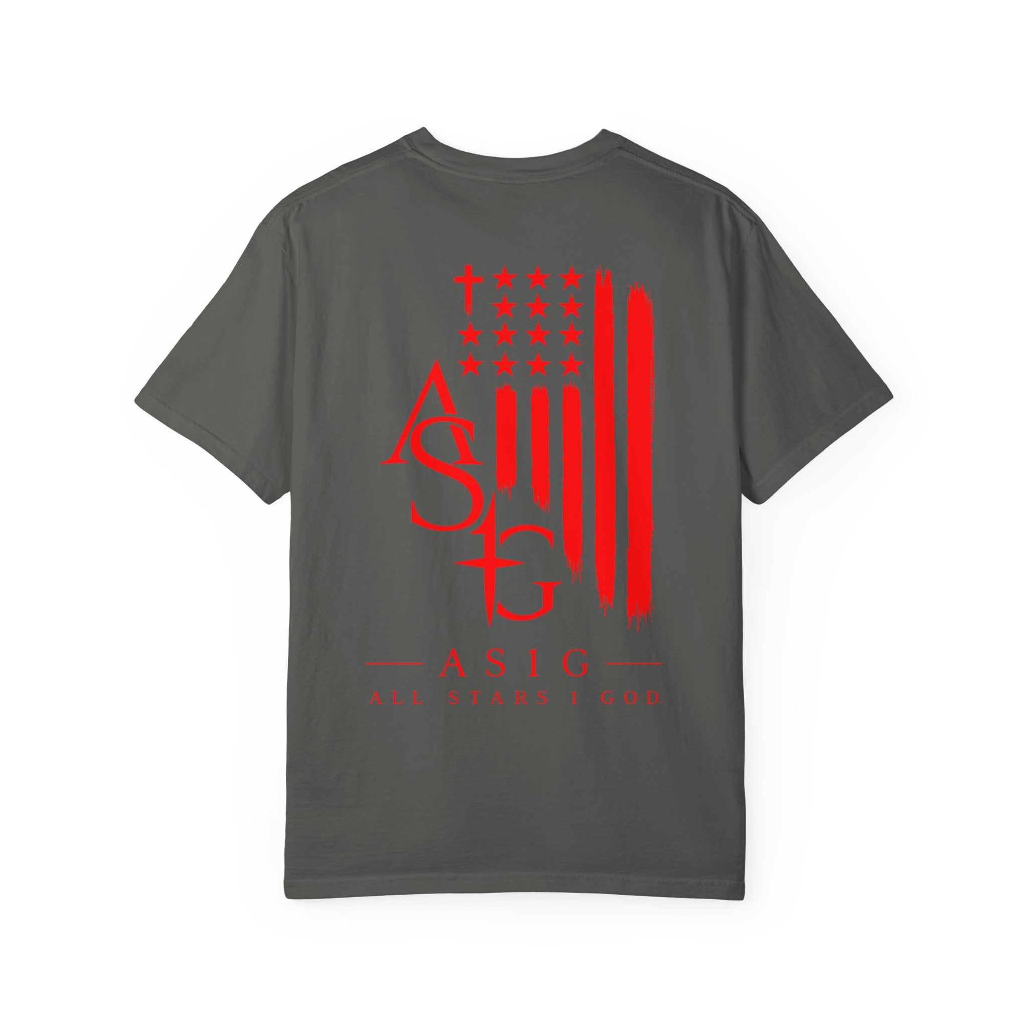 ASIG Patriotic Graphic T-Shirt — All Stars I God Red Flag Tee