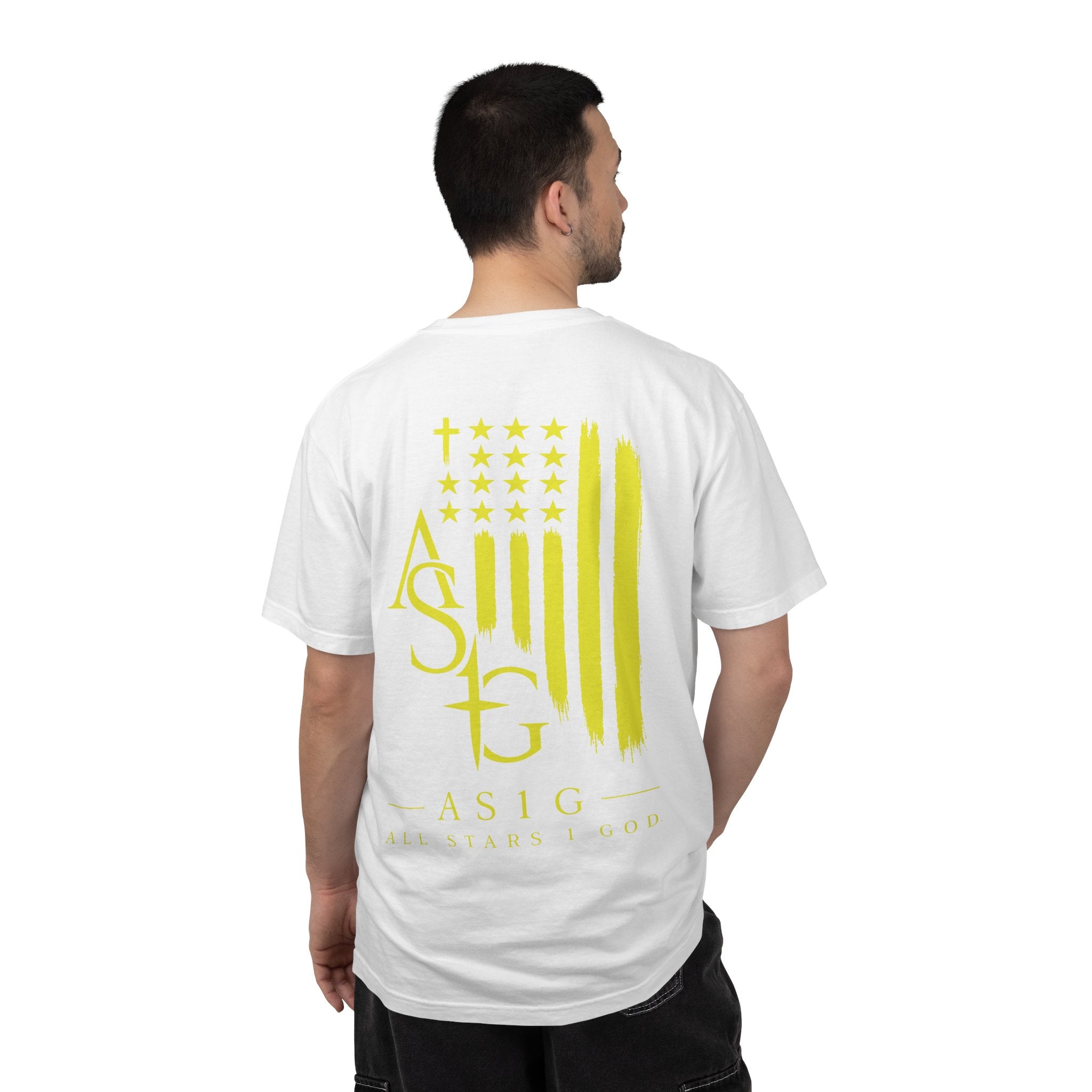 Yellow Flag Graphic T-Shirt — AS1G Patriotic Brushstroke Tee