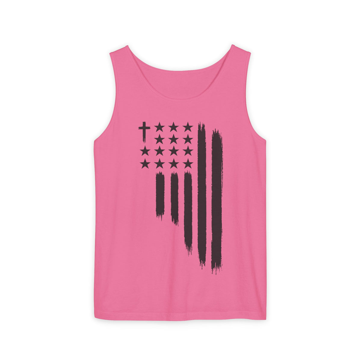 1st set of colors ALL STARS Flag Tank Top — Distressed Cross & Stars Patriotic Tank