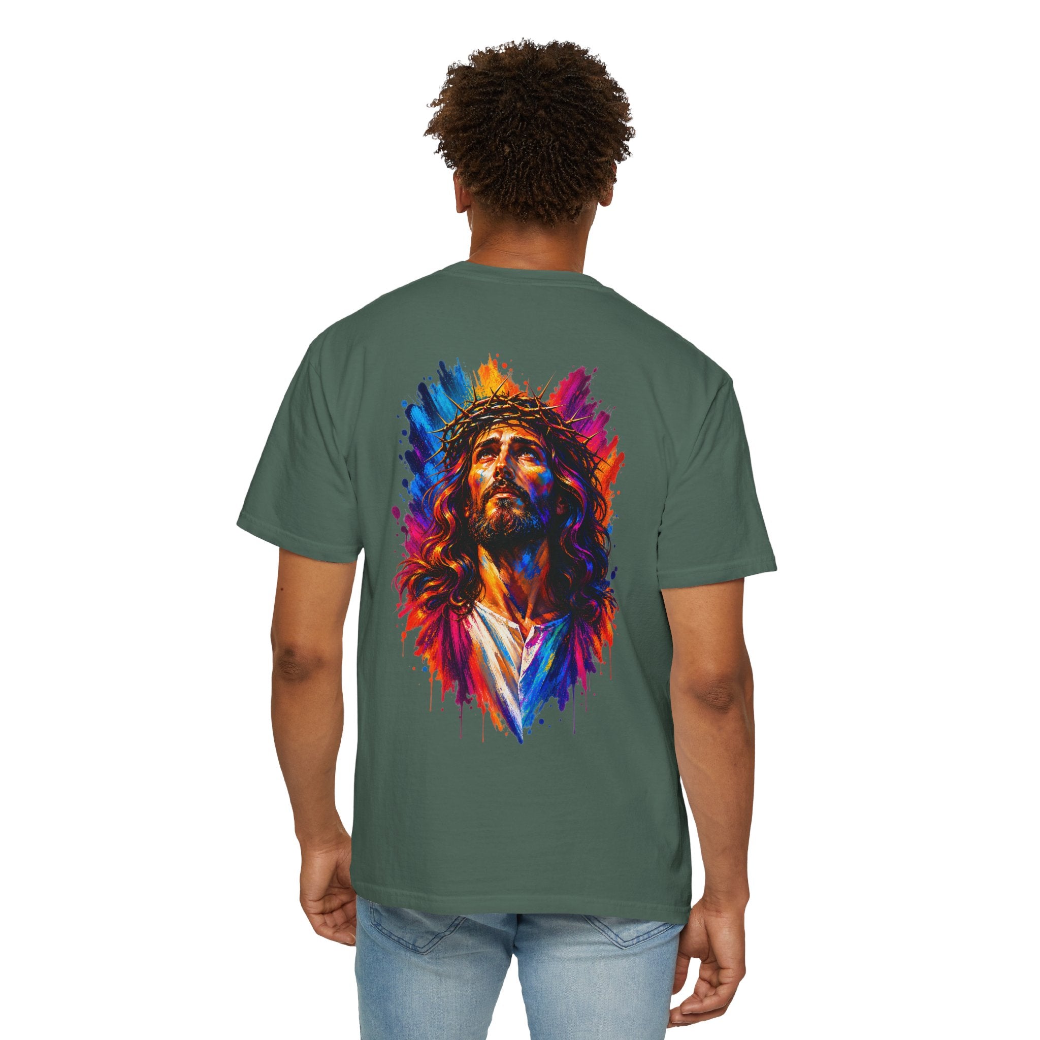 Jesus Portrait T-Shirt — Colorful Watercolor Cross Tee