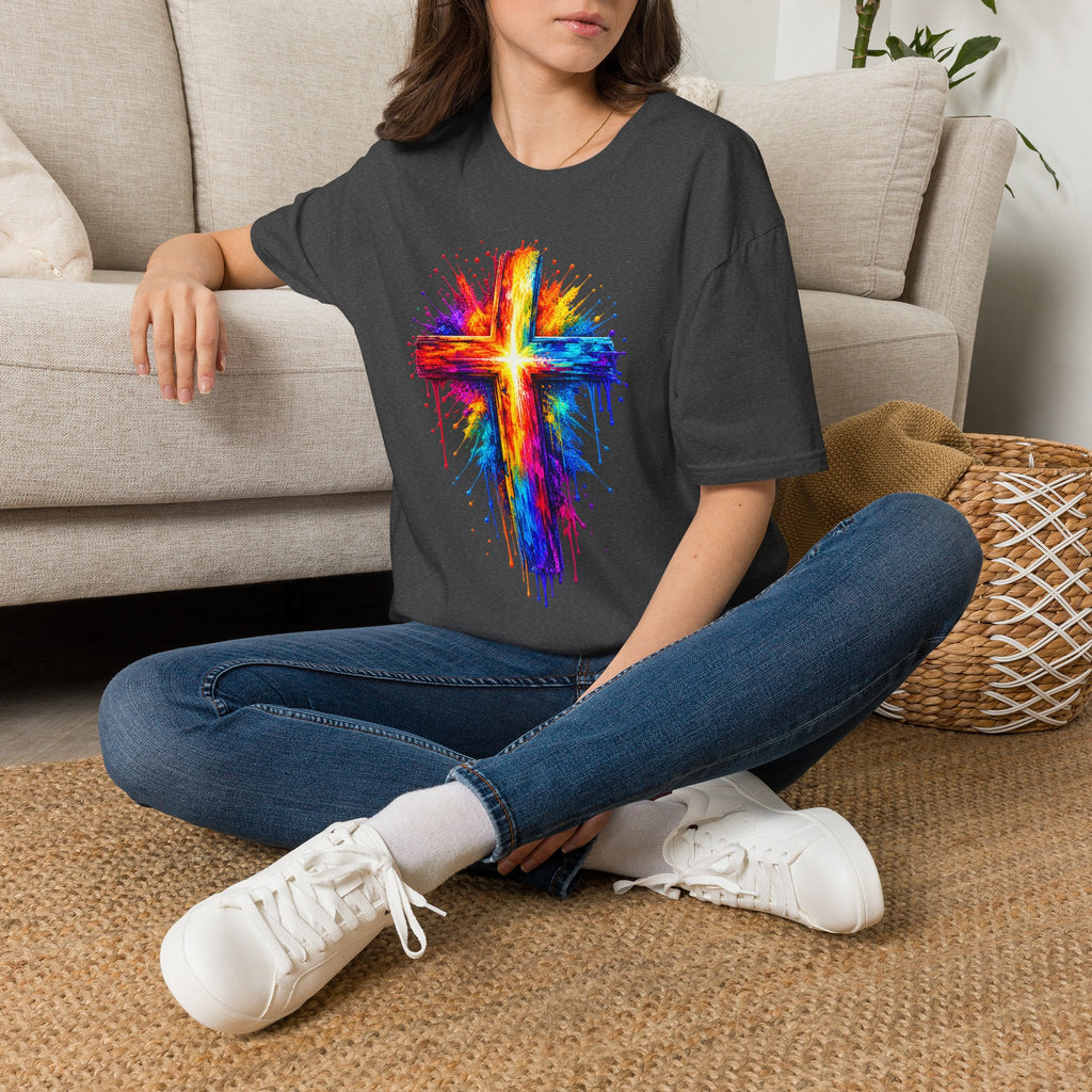 Rainbow Watercolor Cross T-Shirt