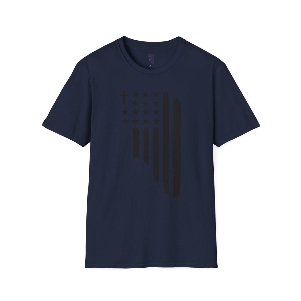 Christian Flag T-Shirt — Distressed American Cross Stars Tee