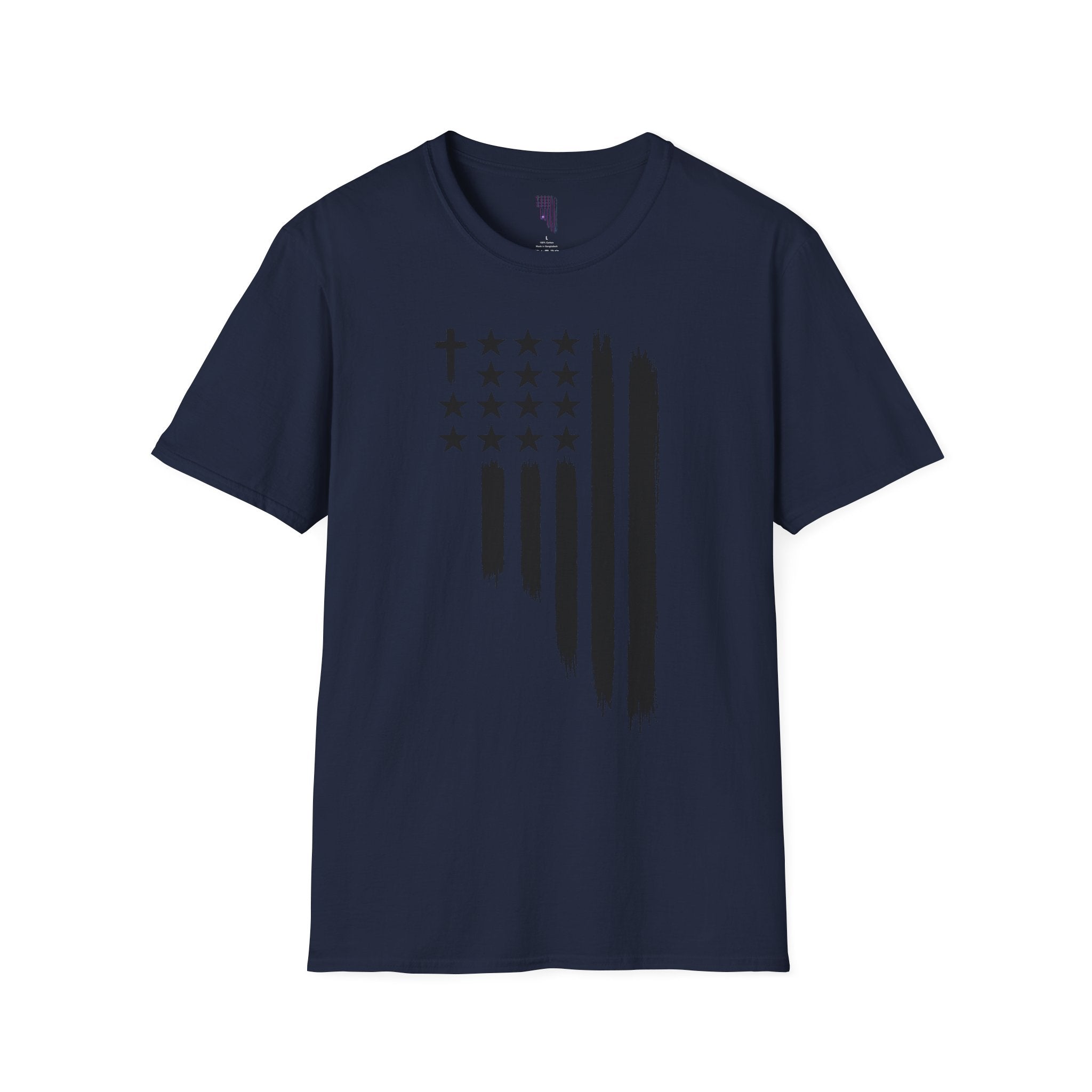 Christian Flag T-Shirt — Distressed American Cross Stars Tee