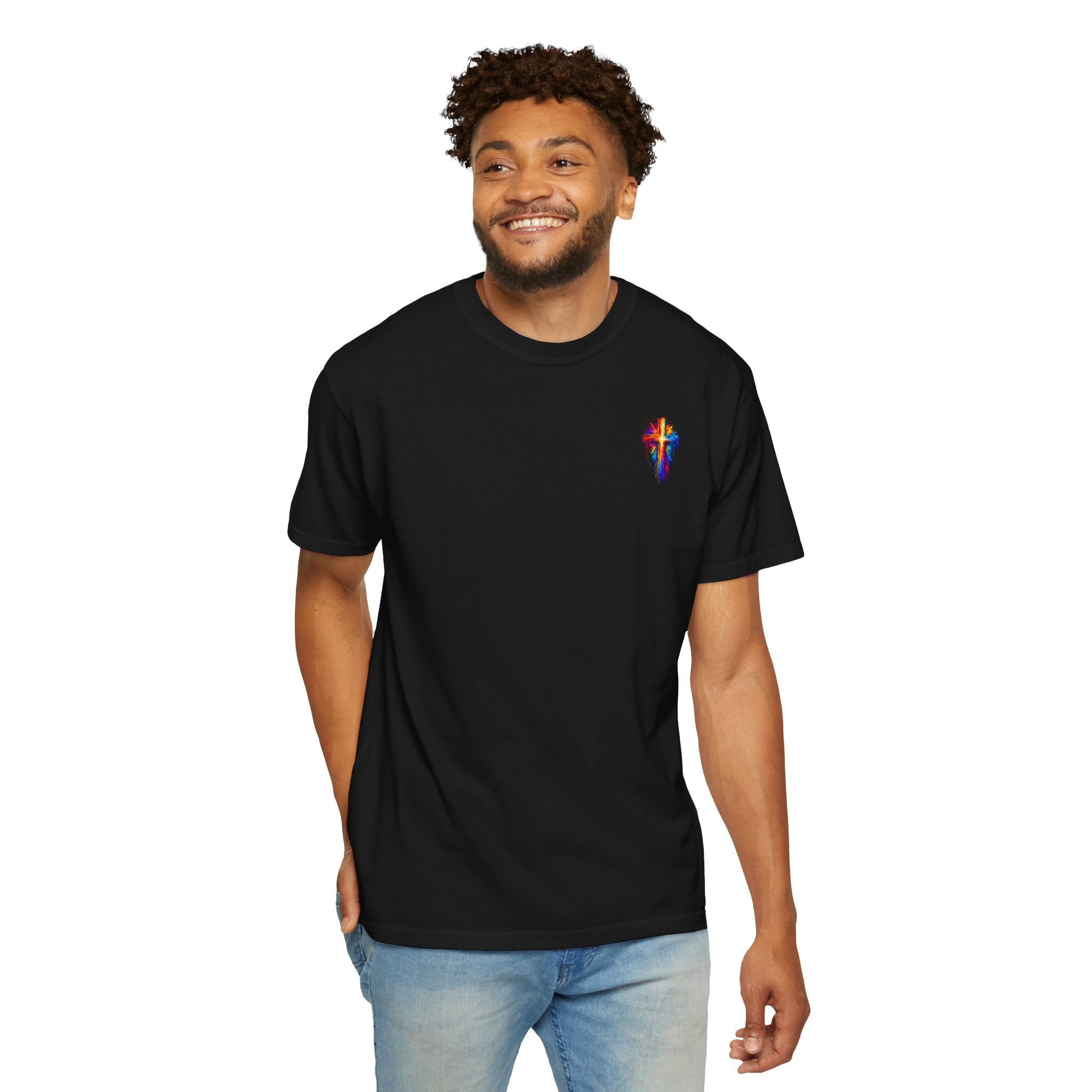 Jesus Portrait T-Shirt — Colorful Watercolor Cross Tee