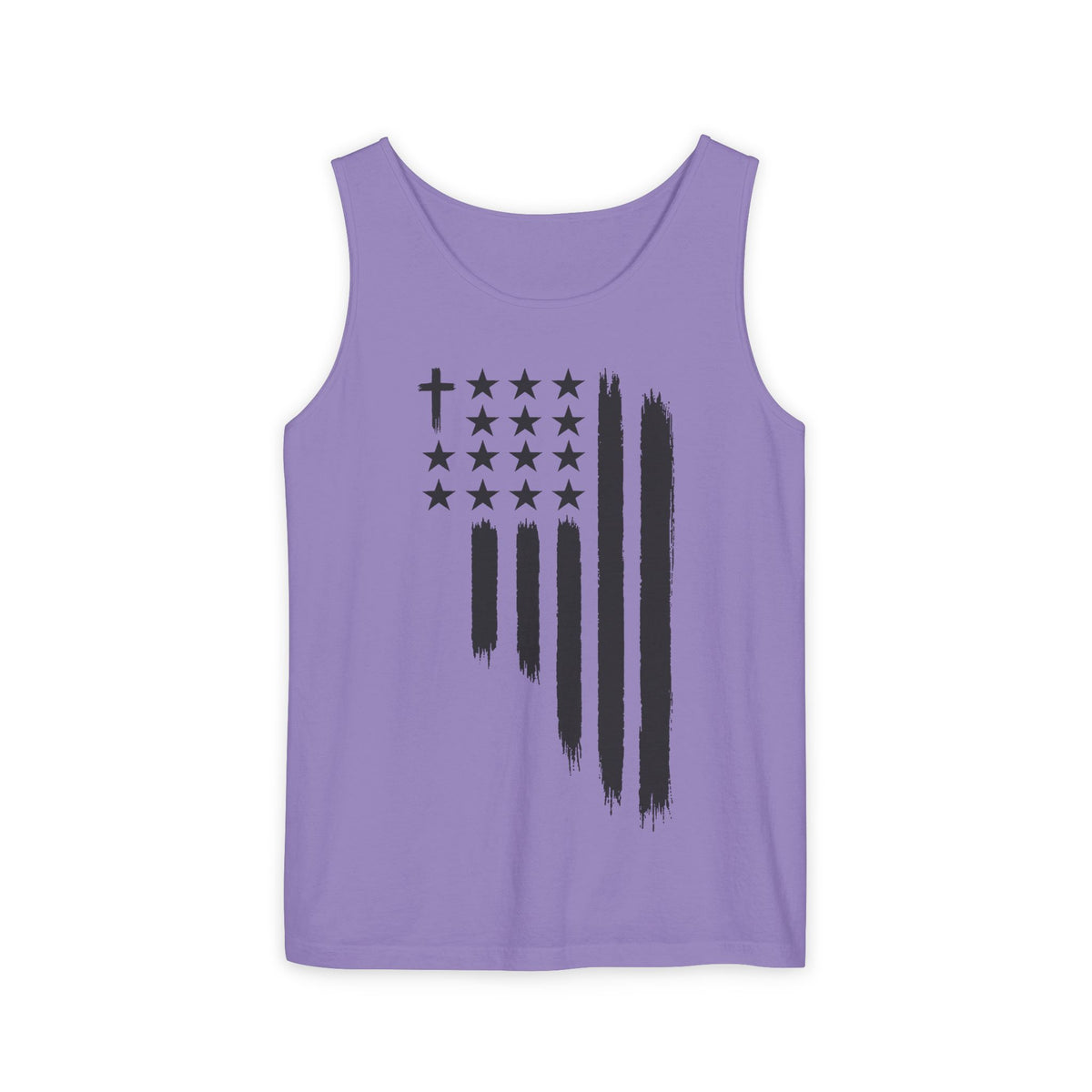 1st set of colors ALL STARS Flag Tank Top — Distressed Cross & Stars Patriotic Tank