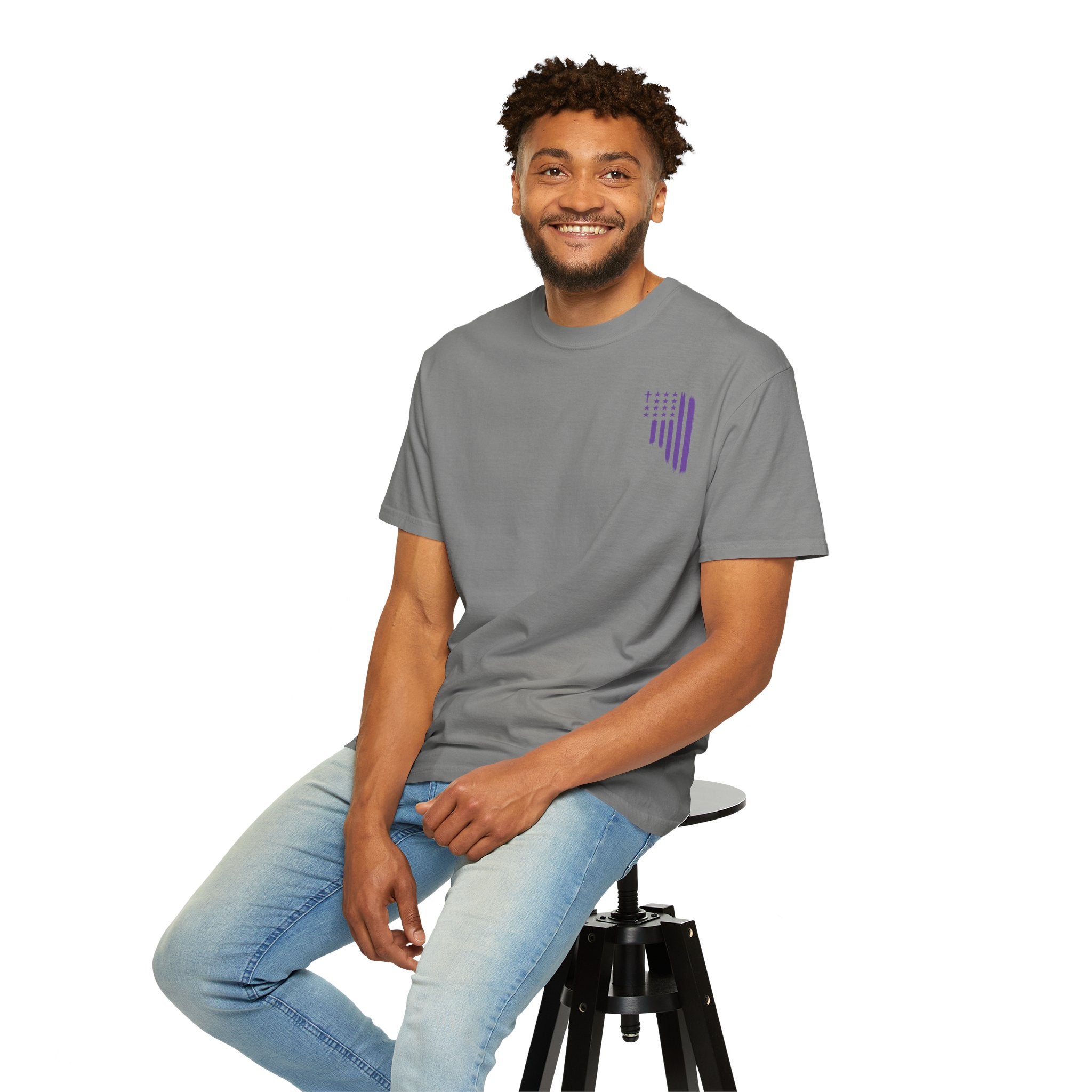 ASIG All Stars & God Flag T‑Shirt — Purple Brushstroke American Flag Tee