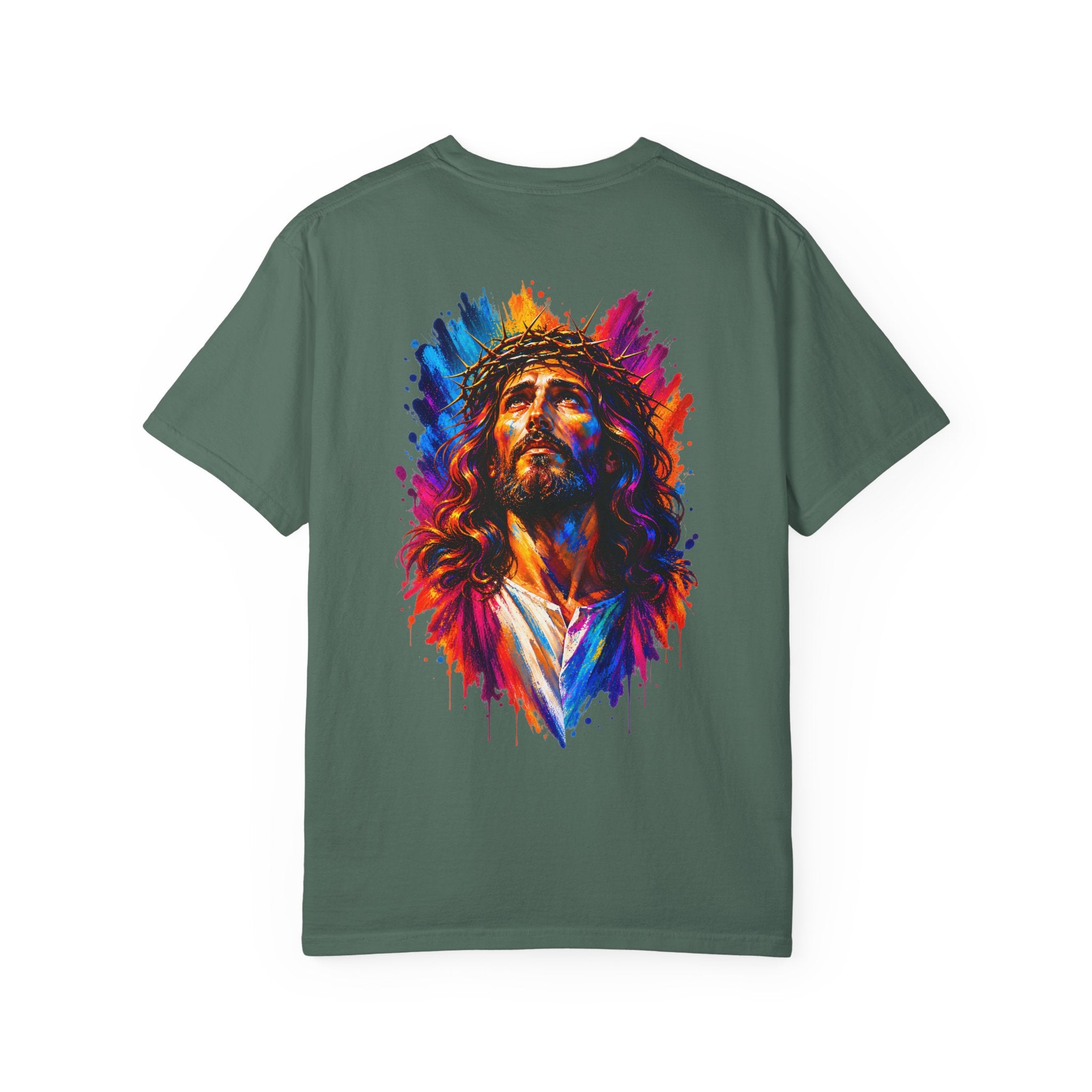 Jesus Portrait T-Shirt — Colorful Watercolor Cross Tee